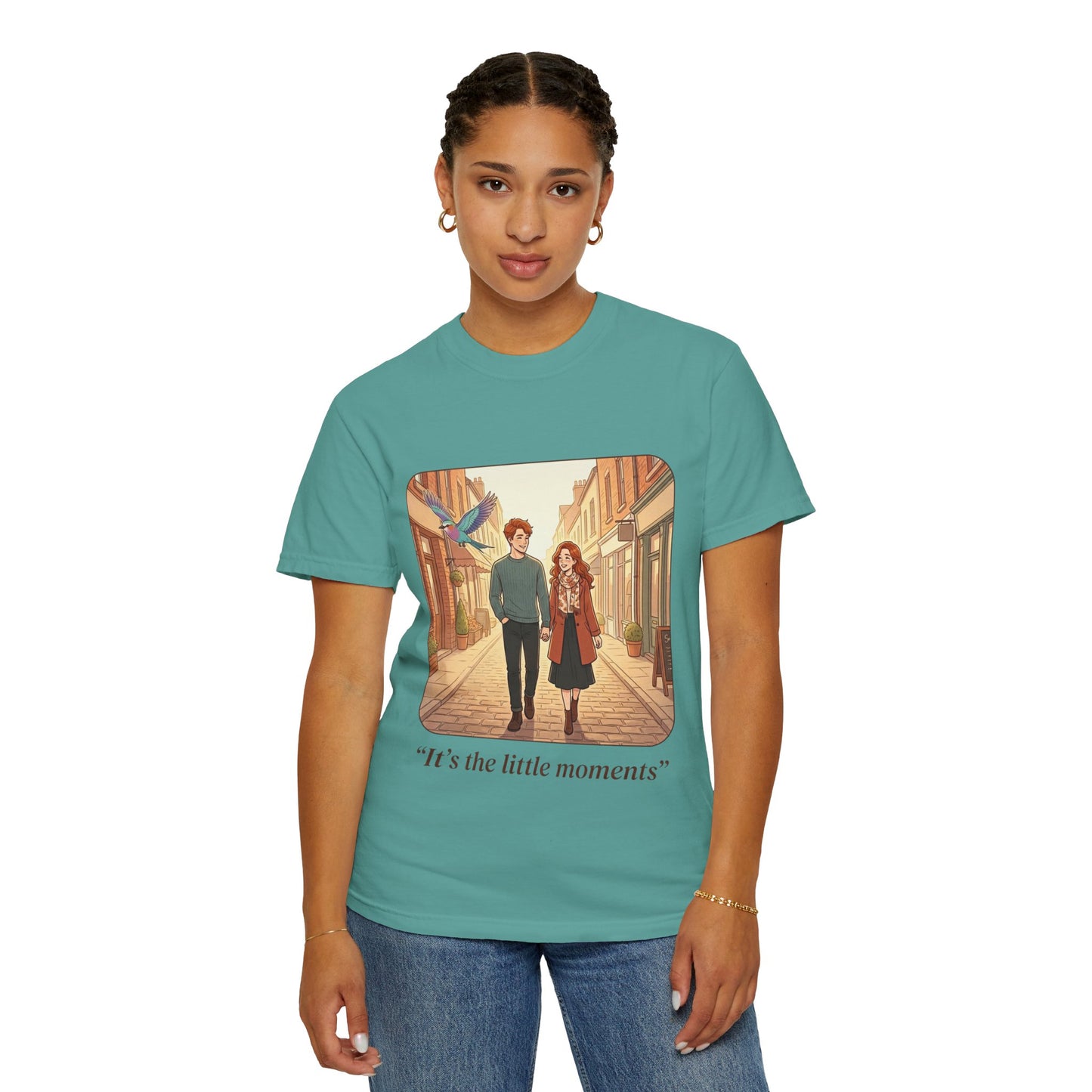 Romantic Stroll T-Shirt — “It’s the little moments” Couple Illustration Tee