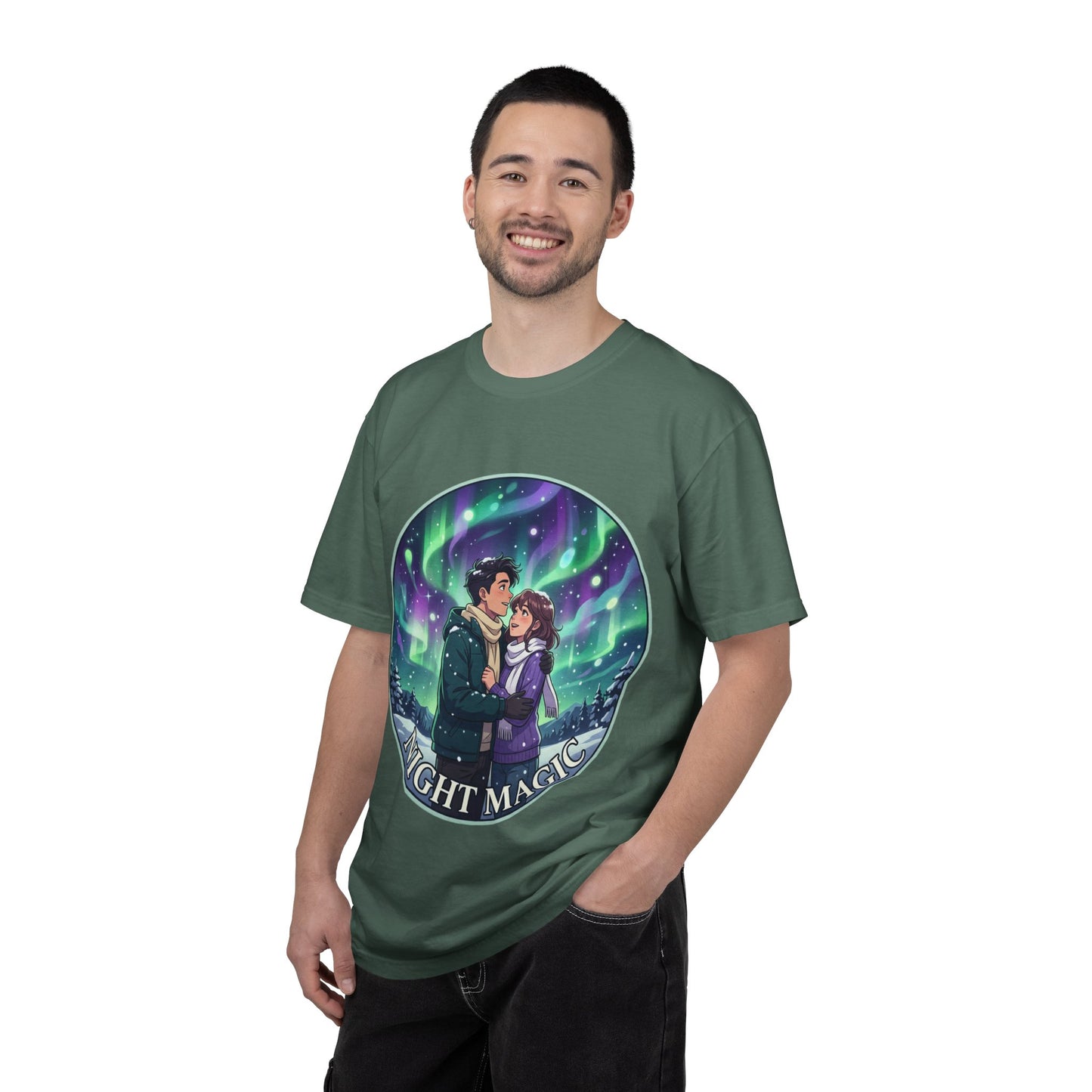 Night Magic T-Shirt — Northern Lights Couple Illustration