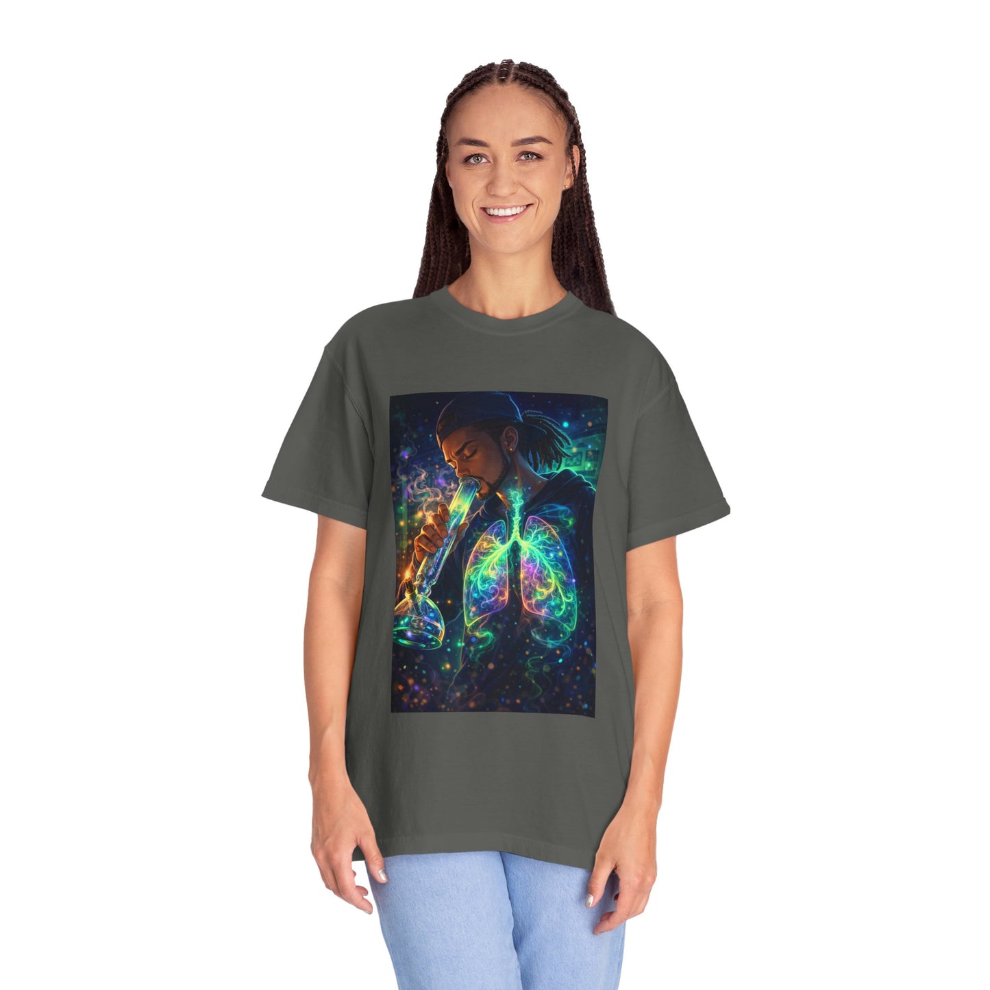 Cosmic Lungs T-Shirt — Neon Anatomical Art Tee