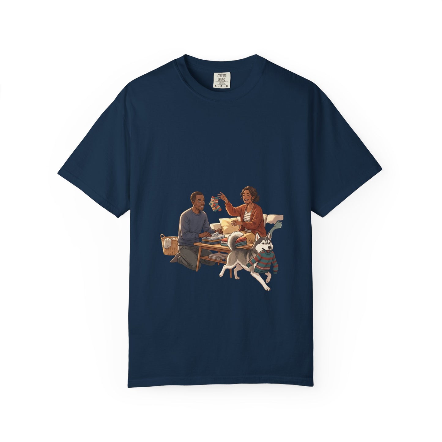 Picnic Cheers T-Shirt — Vintage Couple & Dog Illustration Tee