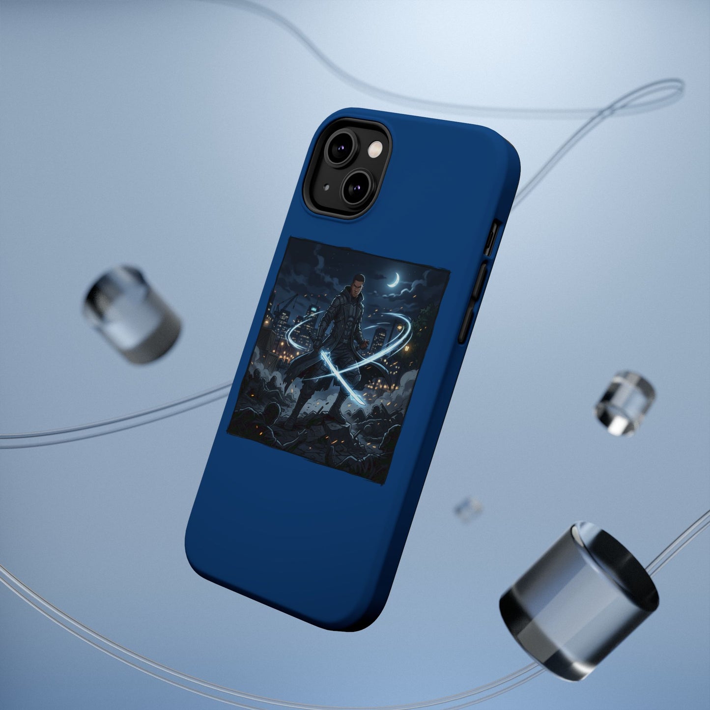 Magnetic Impact-Resistant Phone Case — Night Warrior Sci‑Fi Design