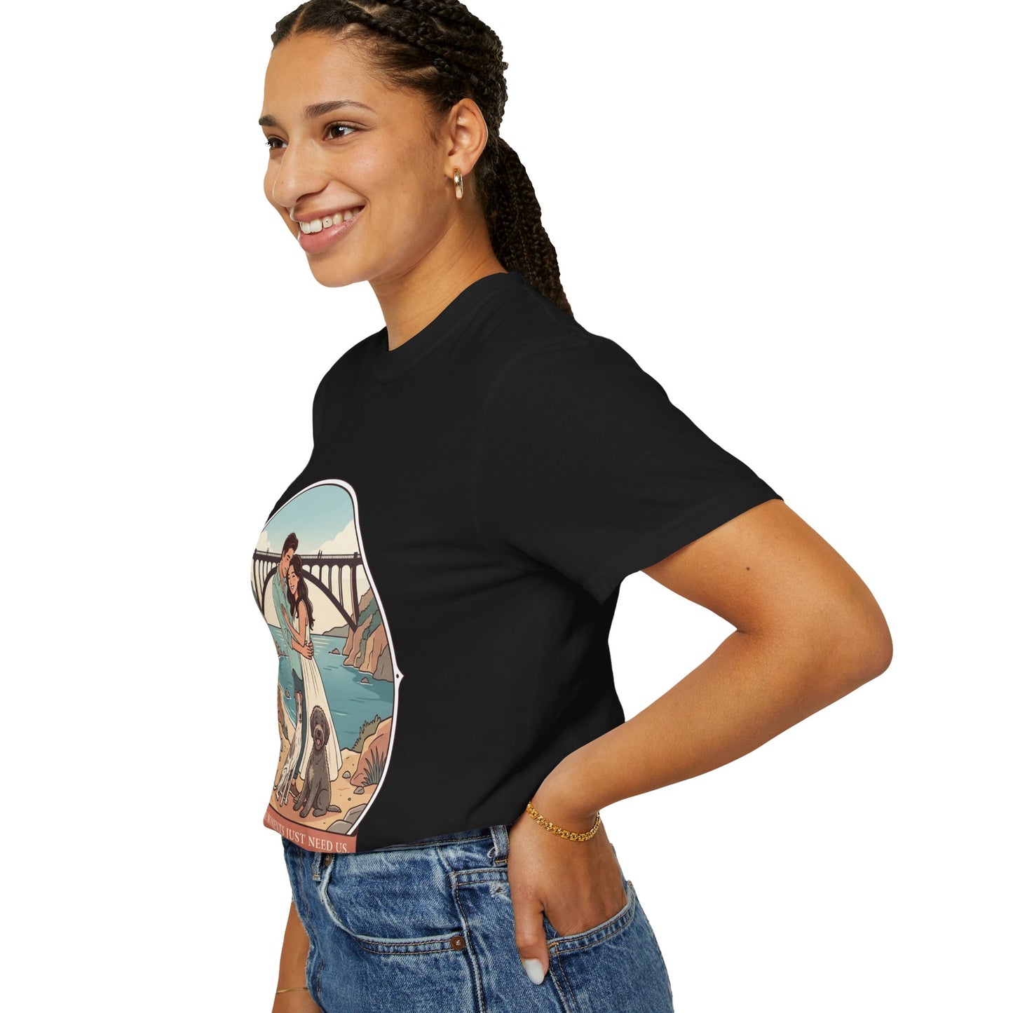 T-Shirt — Romantic Coastal Couples Tee “Some Moments Are Forever” with Dogs