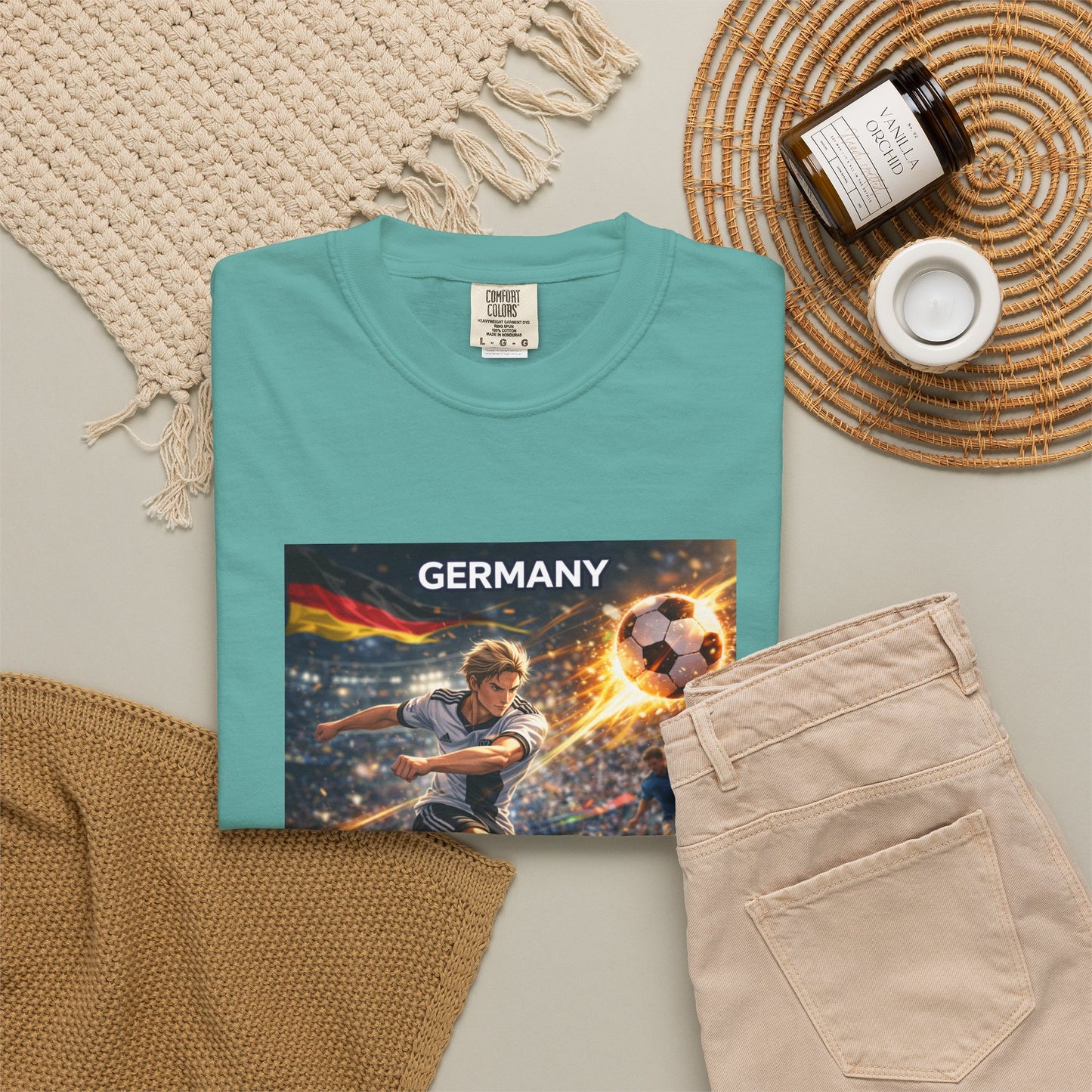 Germany Soccer Player Graphic T-Shirt — Retro Football Stadium Print