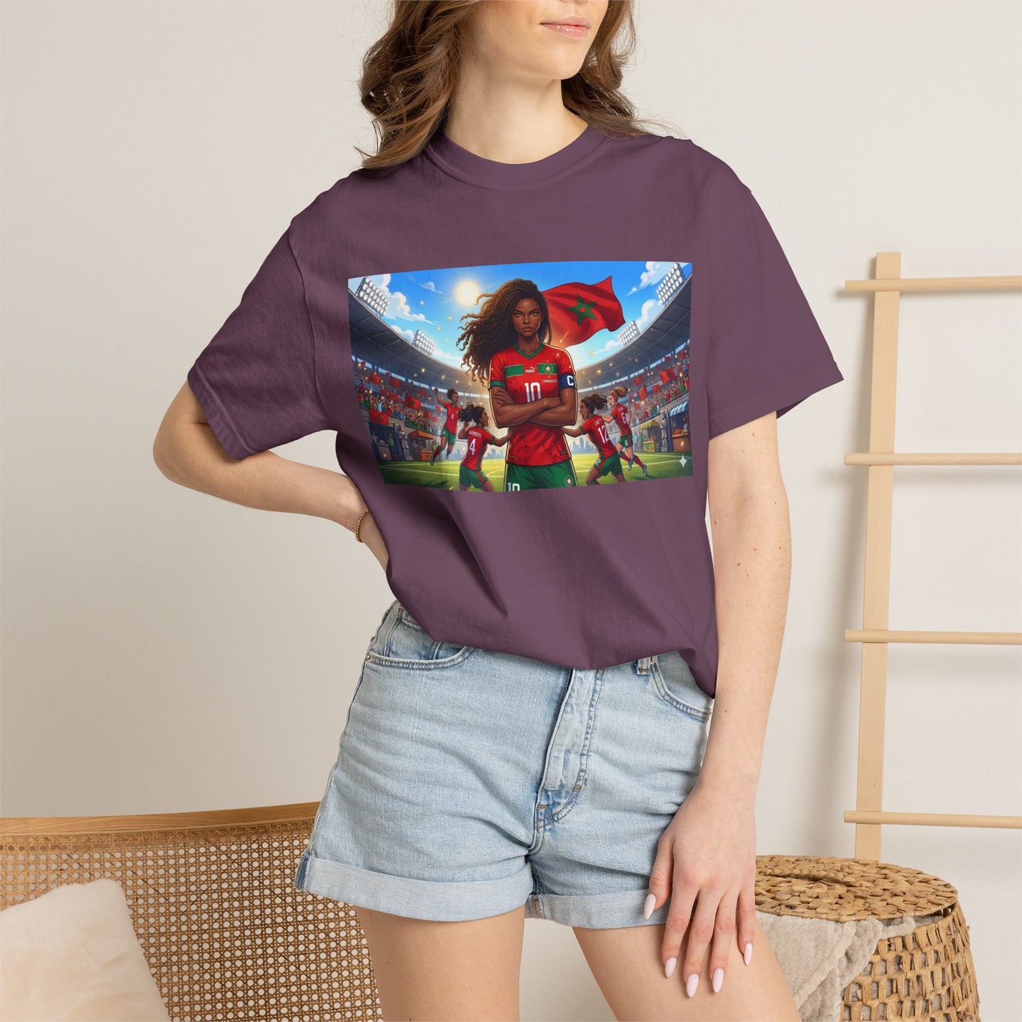 Morocco Soccer Champion Graphic T-Shirt — Inspiring Women’s Football Stadium Design