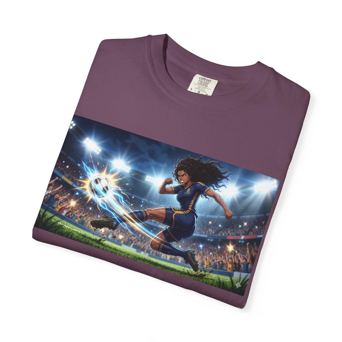Soccer Kick Graphic T-Shirt — Energetic Stadium Football Design