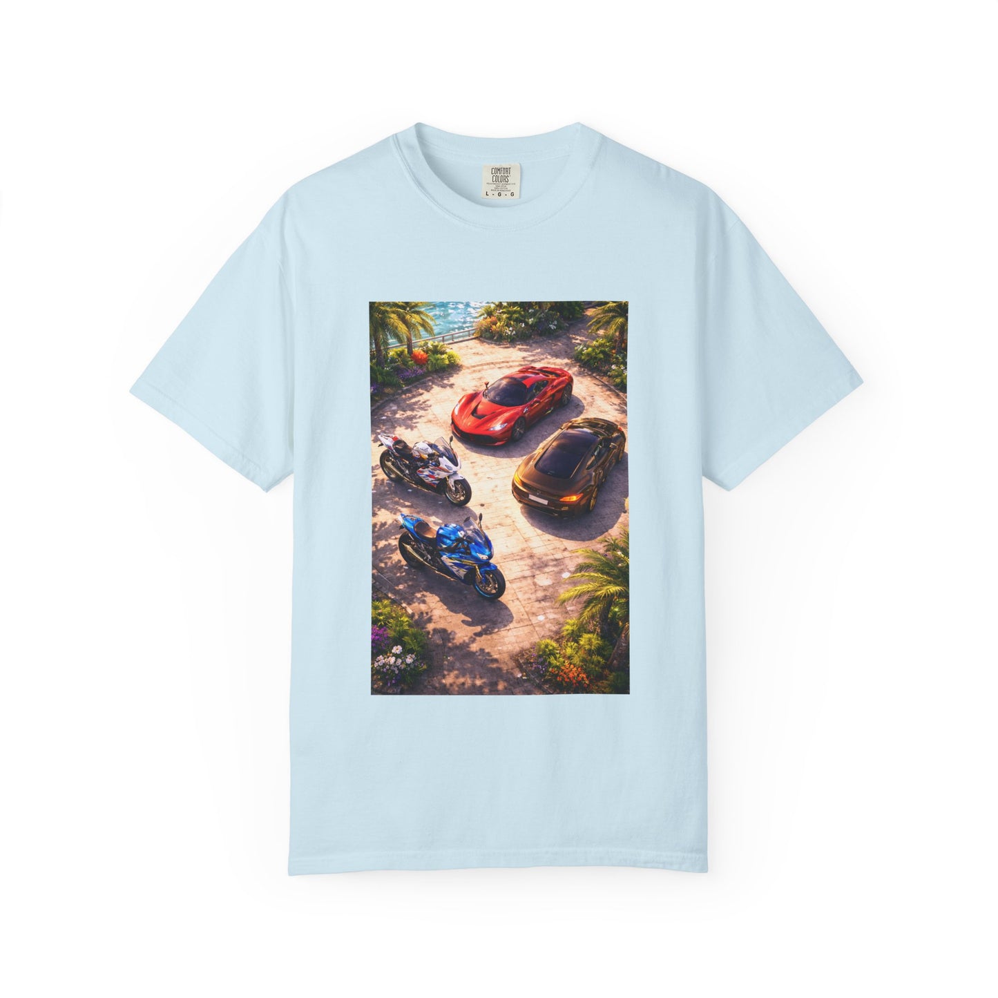 MULTI-VEHICLE - T-Shirt — Tropical Sports Cars & Motorbikes Print