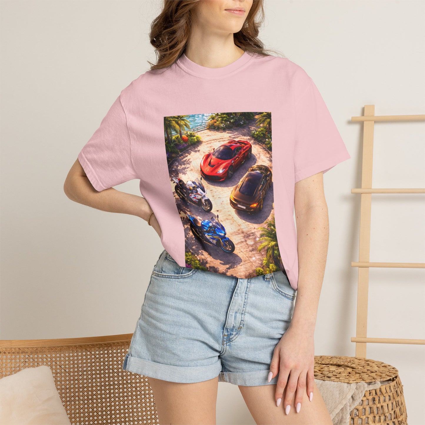 MULTI-VEHICLE - T-Shirt — Tropical Sports Cars & Motorbikes Print