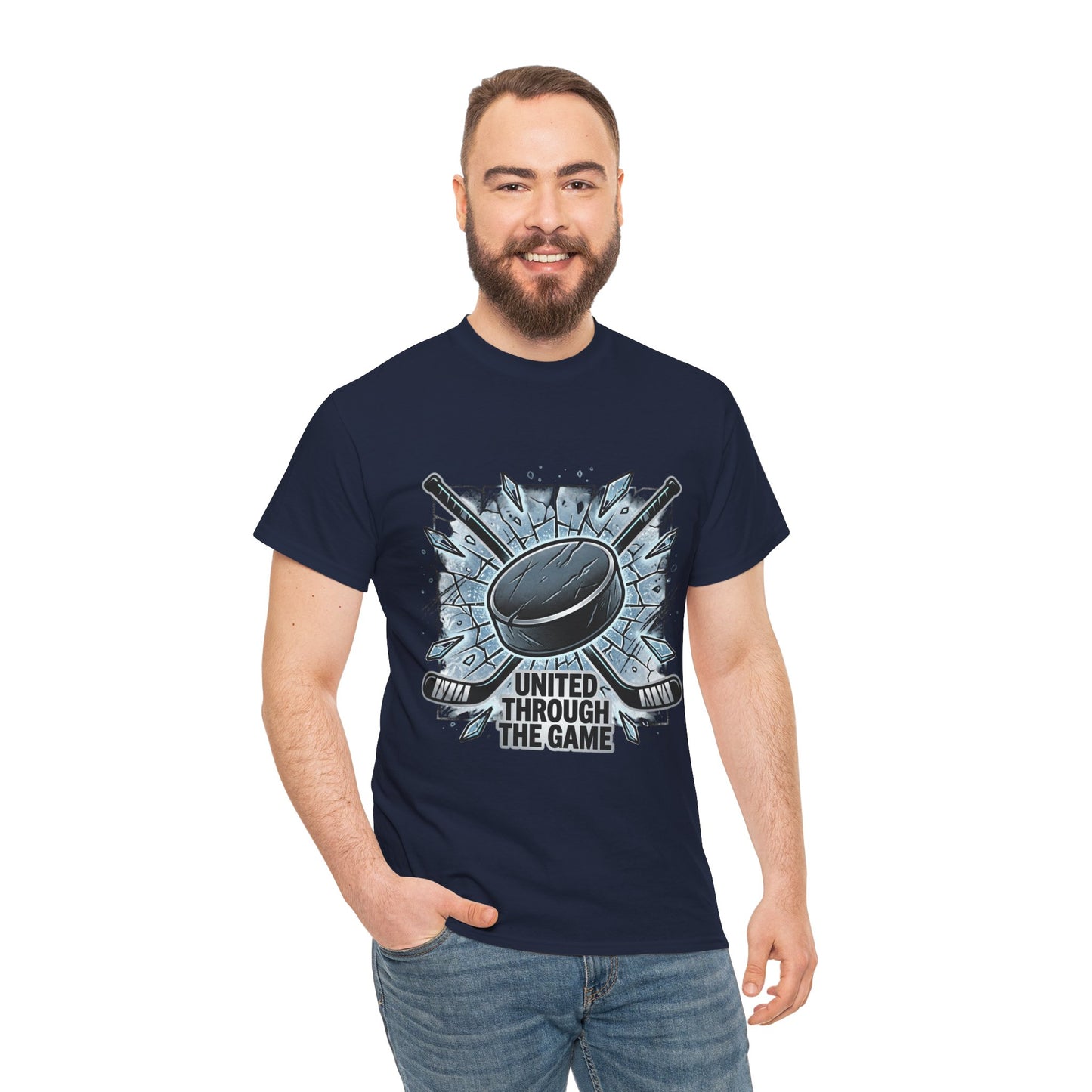 Hockey T-Shirt — "United Through the Game" Graphic Tee