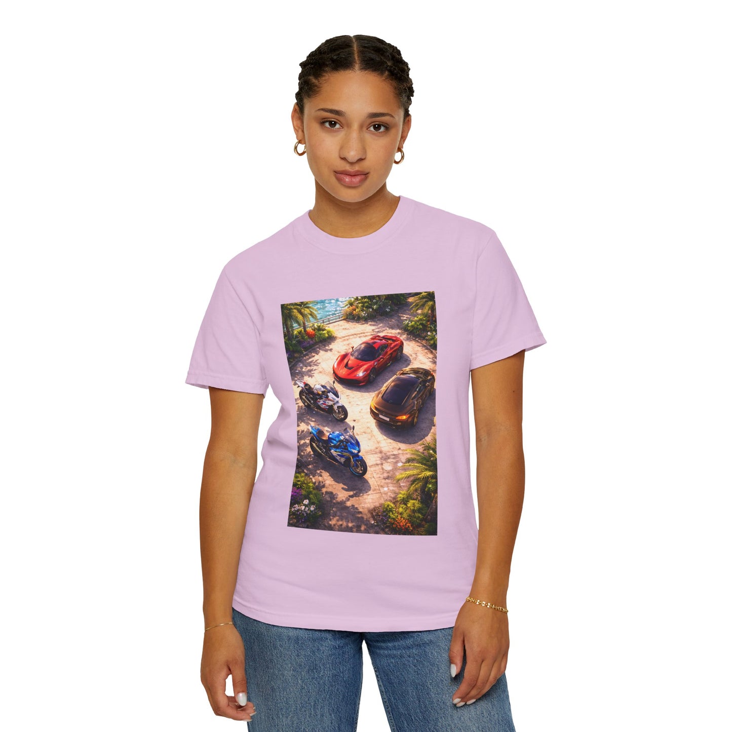 MULTI-VEHICLE - T-Shirt — Tropical Sports Cars & Motorbikes Print