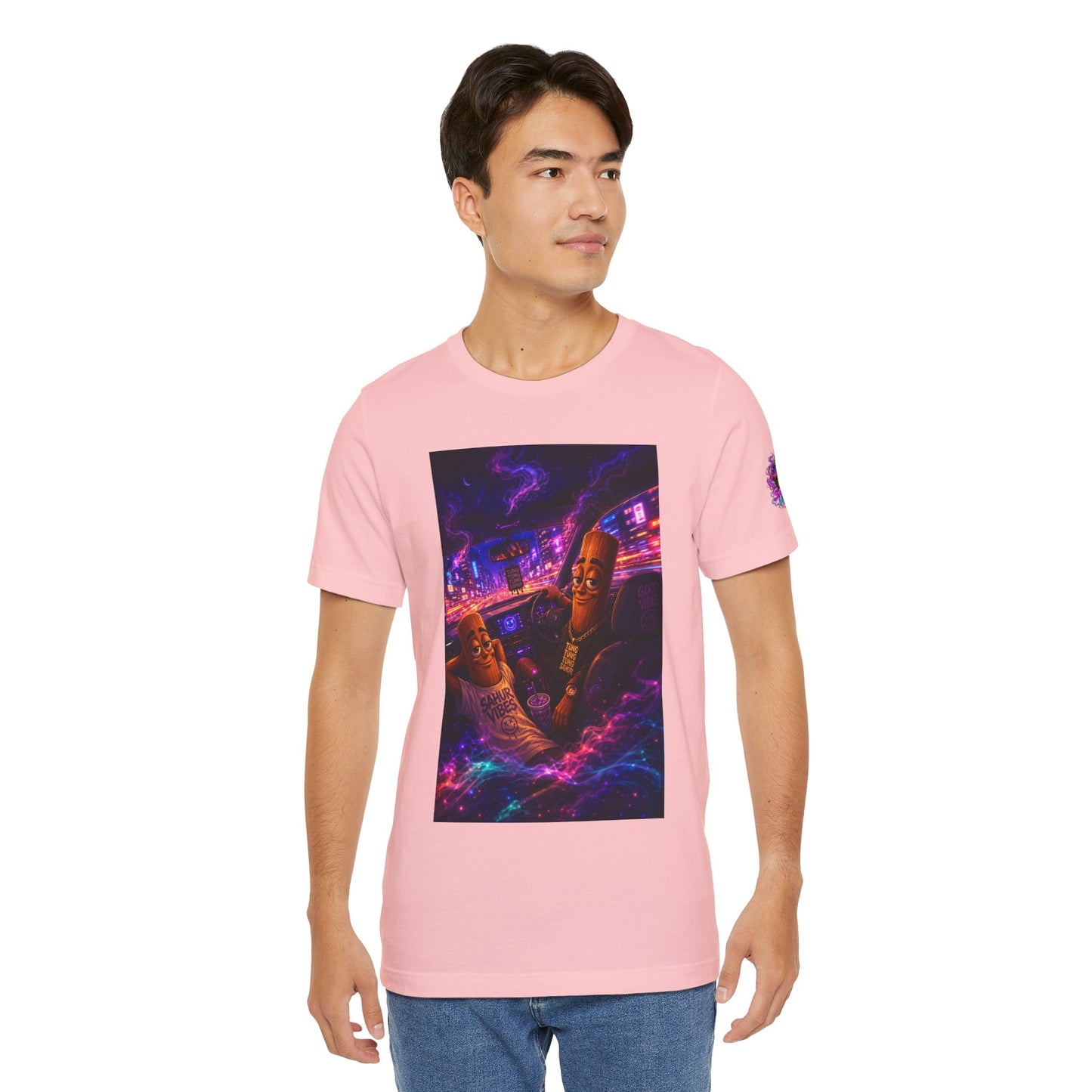 Tung Tung Tung Sahur Who Ride Like Us T-Shirt — Night Cruise Vaporwave Graphic Tee