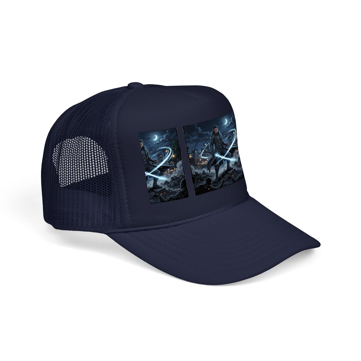 Trucker Hat — Neon Samurai Triptych Foam Trucker Cap
