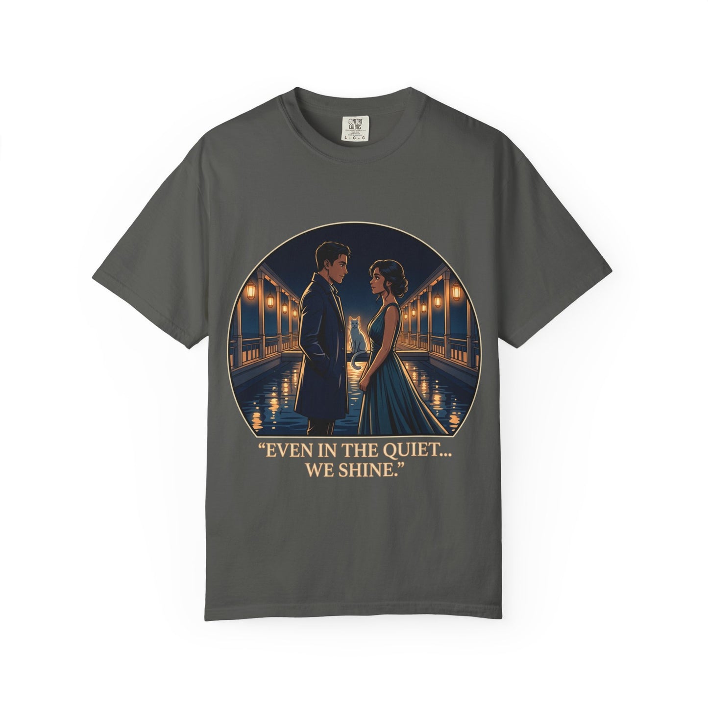 Romantic Night Stroll T-Shirt — "Even in the Quiet... We Shine" Graphic Tee