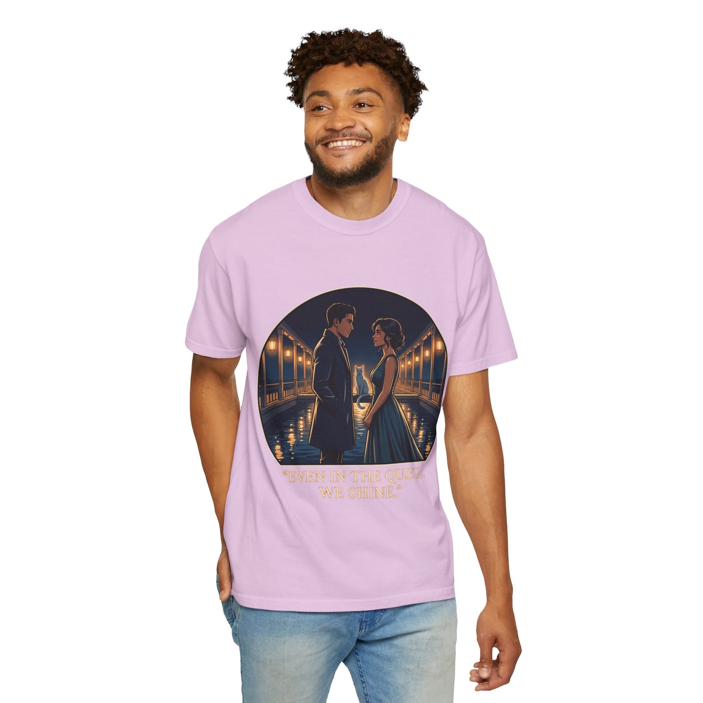 Romantic Night Stroll T-Shirt — "Even in the Quiet... We Shine" Graphic Tee
