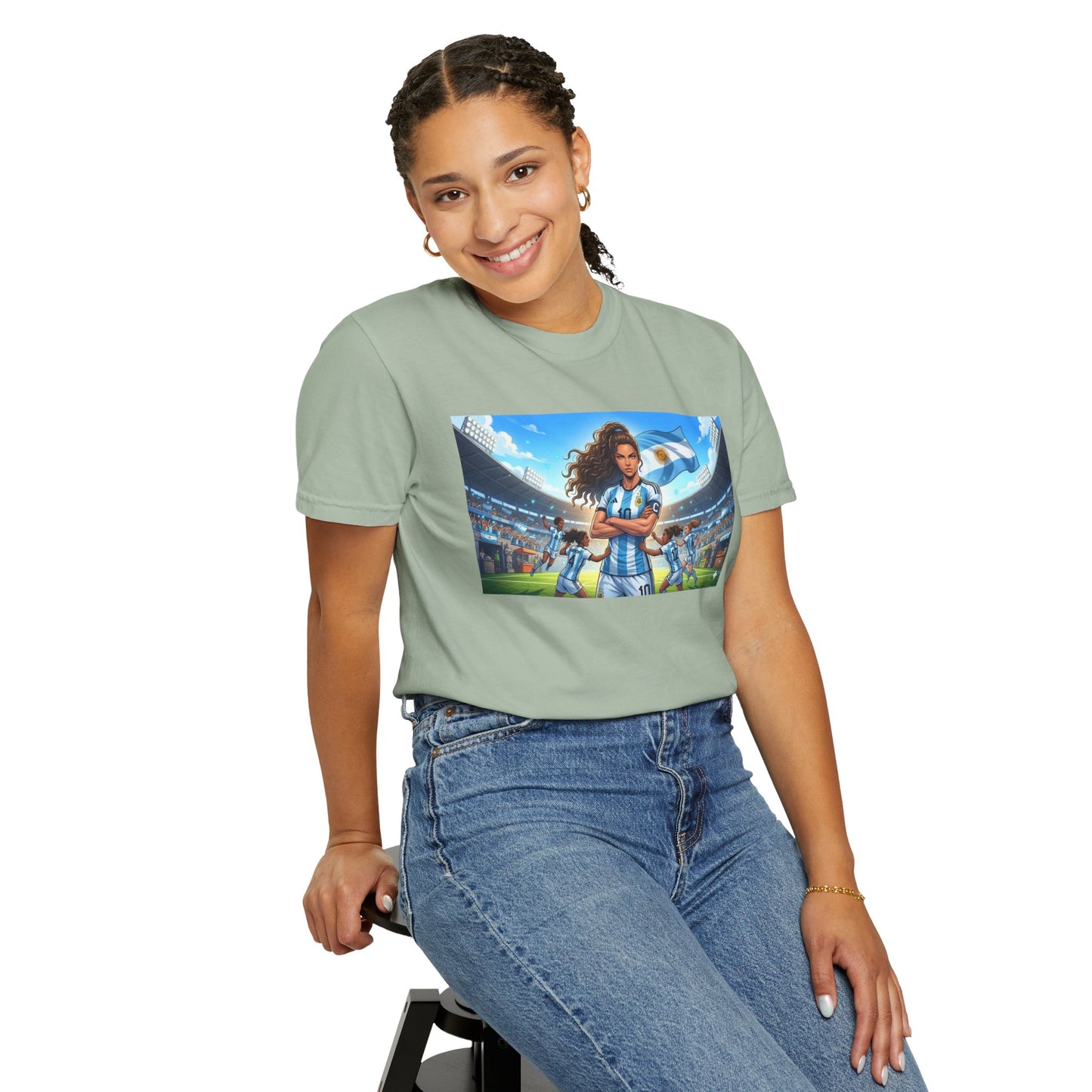Argentina Soccer Heroine Stadium T-Shirt – Female Soccer Player Graphic Tee
