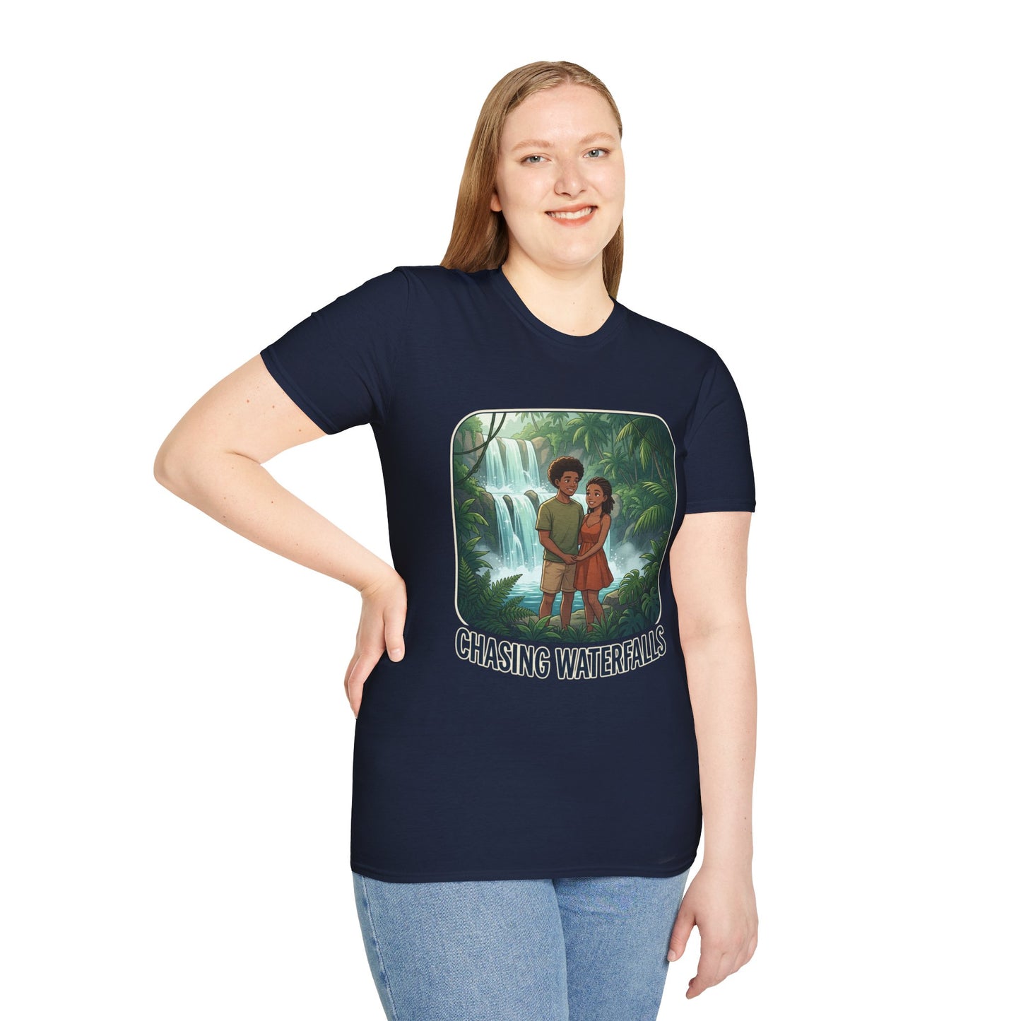 Chasing Waterfalls T-Shirt — Couple Adventure Graphic Tee
