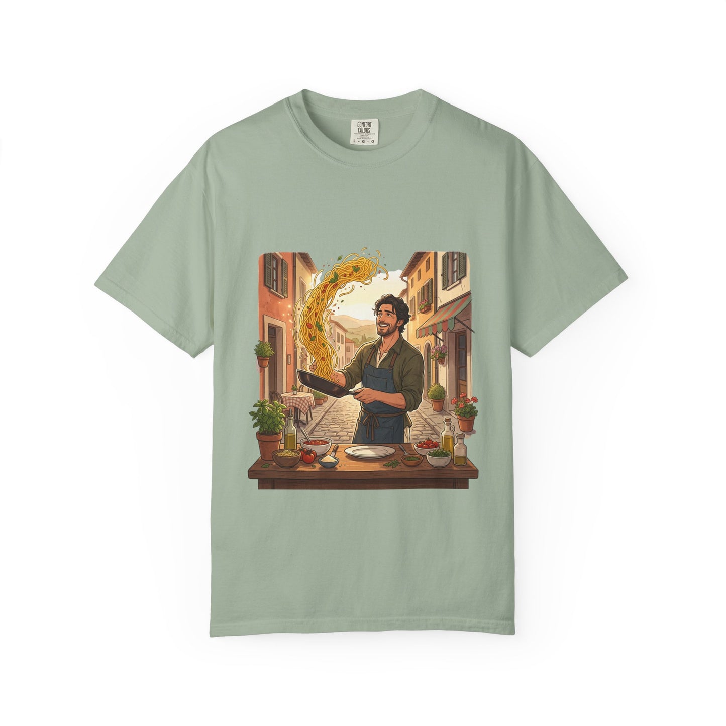 Italian Chef Pasta Toss T-Shirt — Vintage Street Kitchen Cooking Graphic Tee