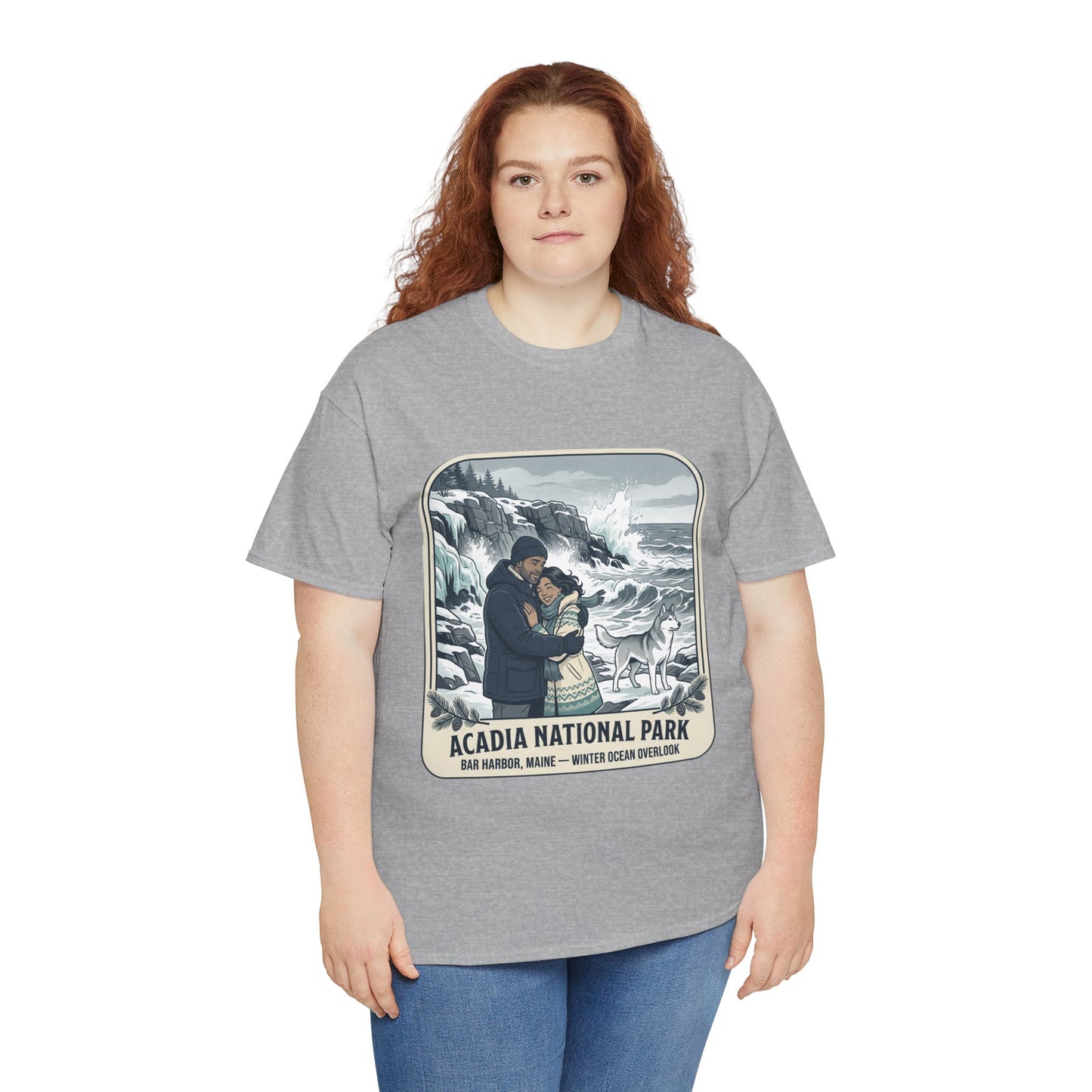 Acadia National Park Tee — Coastal Winter Couple Graphic