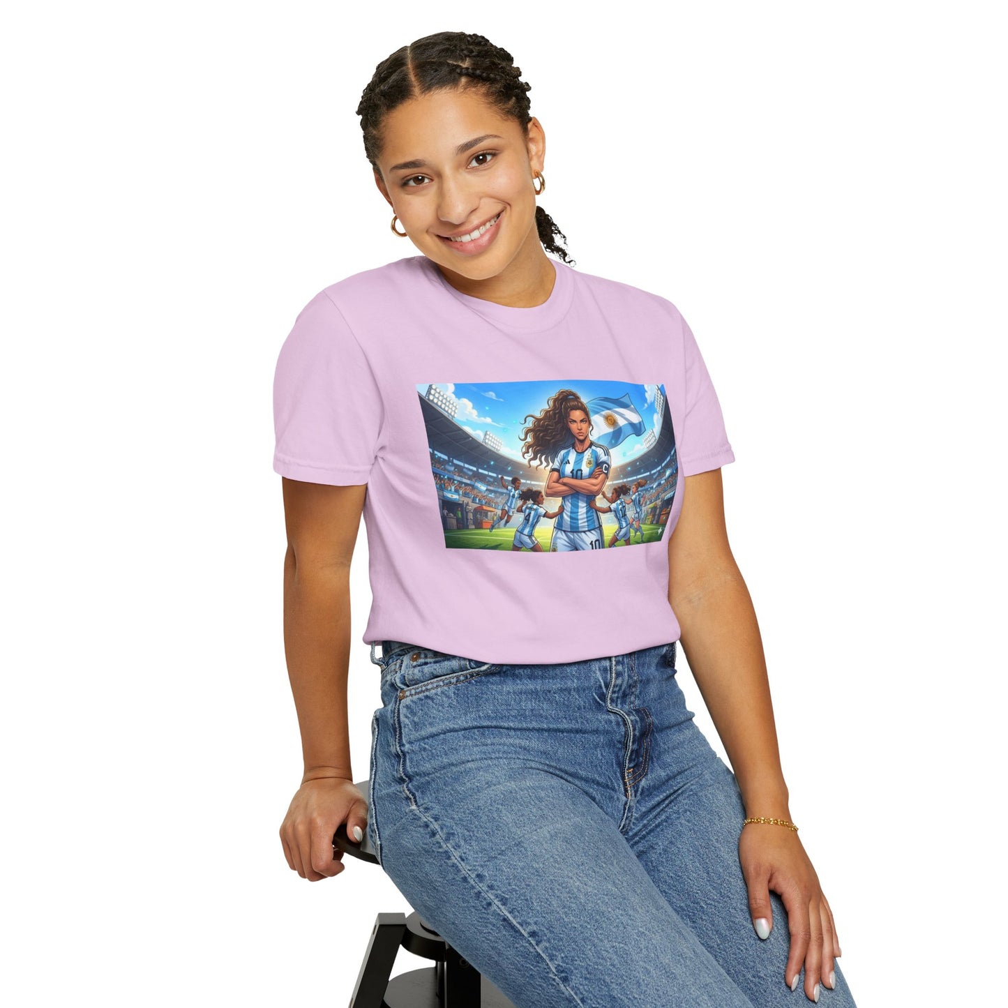 Argentina Soccer Heroine Stadium T-Shirt – Female Soccer Player Graphic Tee