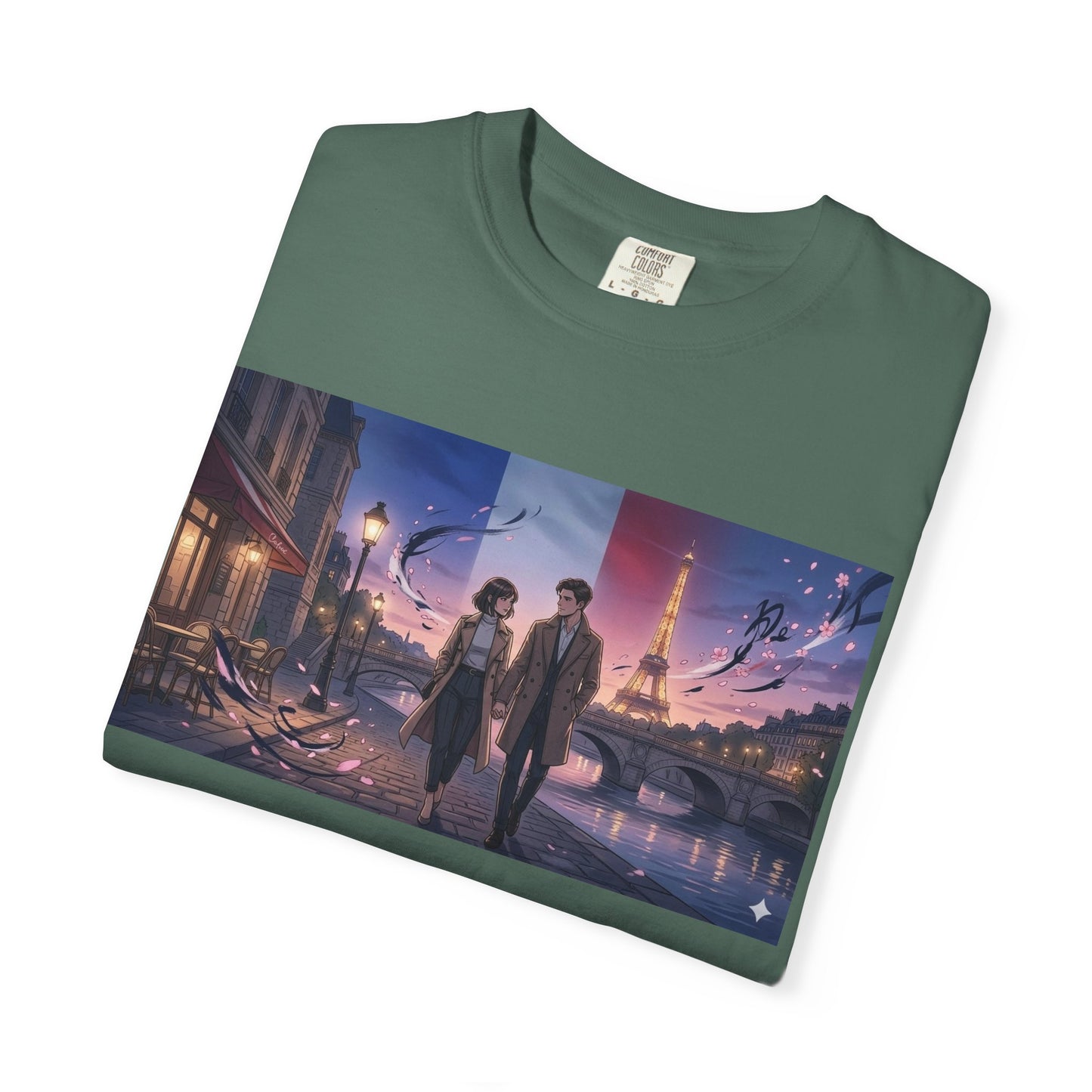 T-Shirt — Romantic City Night Stroll Illustration