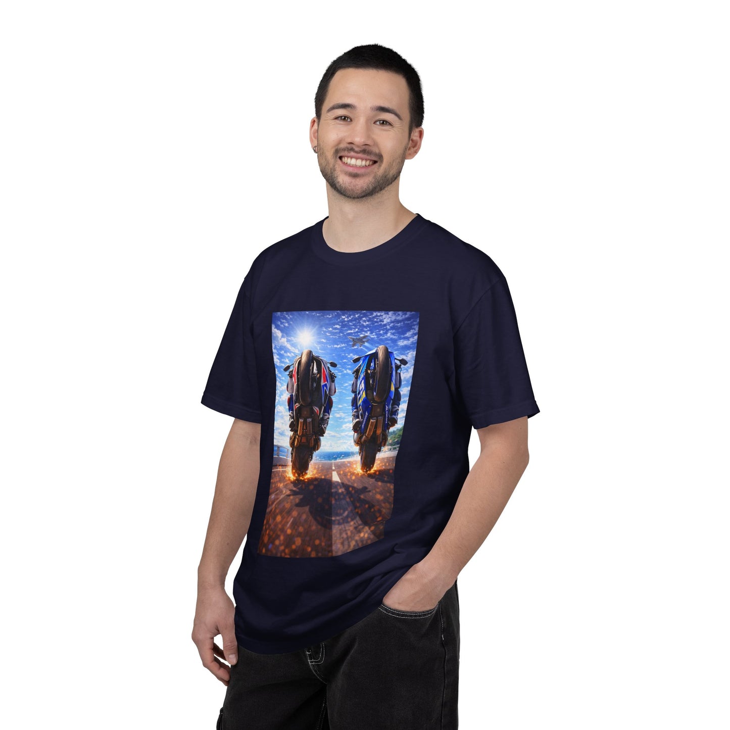Motorcycle Sunset T-Shirt — Two Bikes Riding Into the Horizon