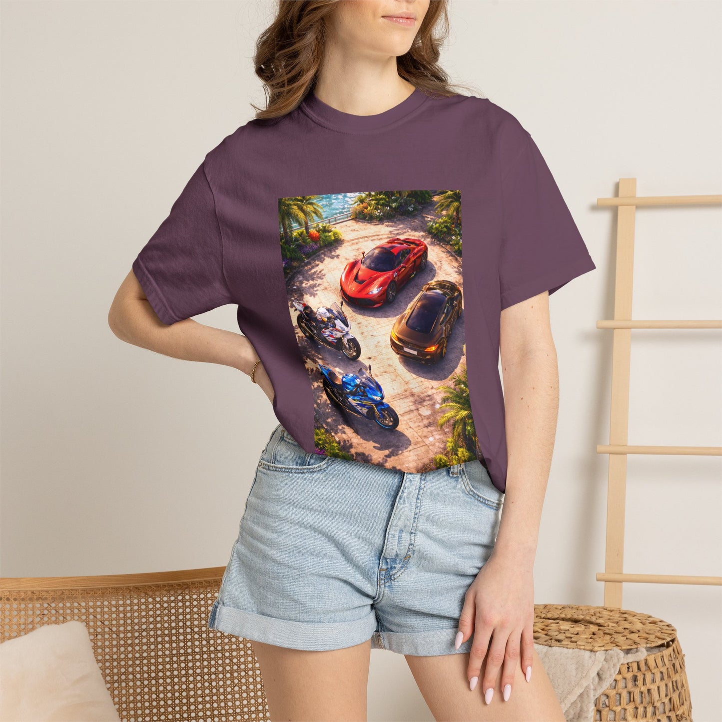 MULTI-VEHICLE - T-Shirt — Tropical Sports Cars & Motorbikes Print