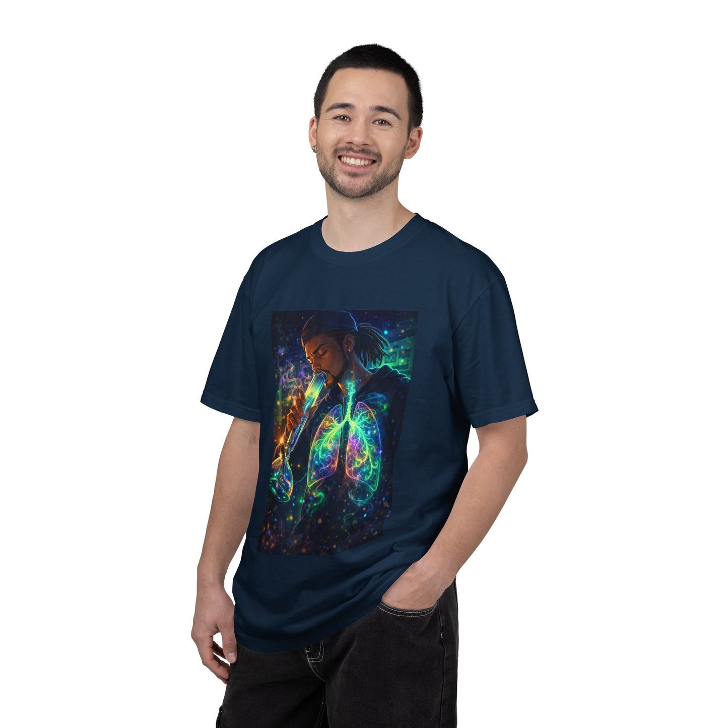 Cosmic Lungs T-Shirt — Neon Anatomical Art Tee