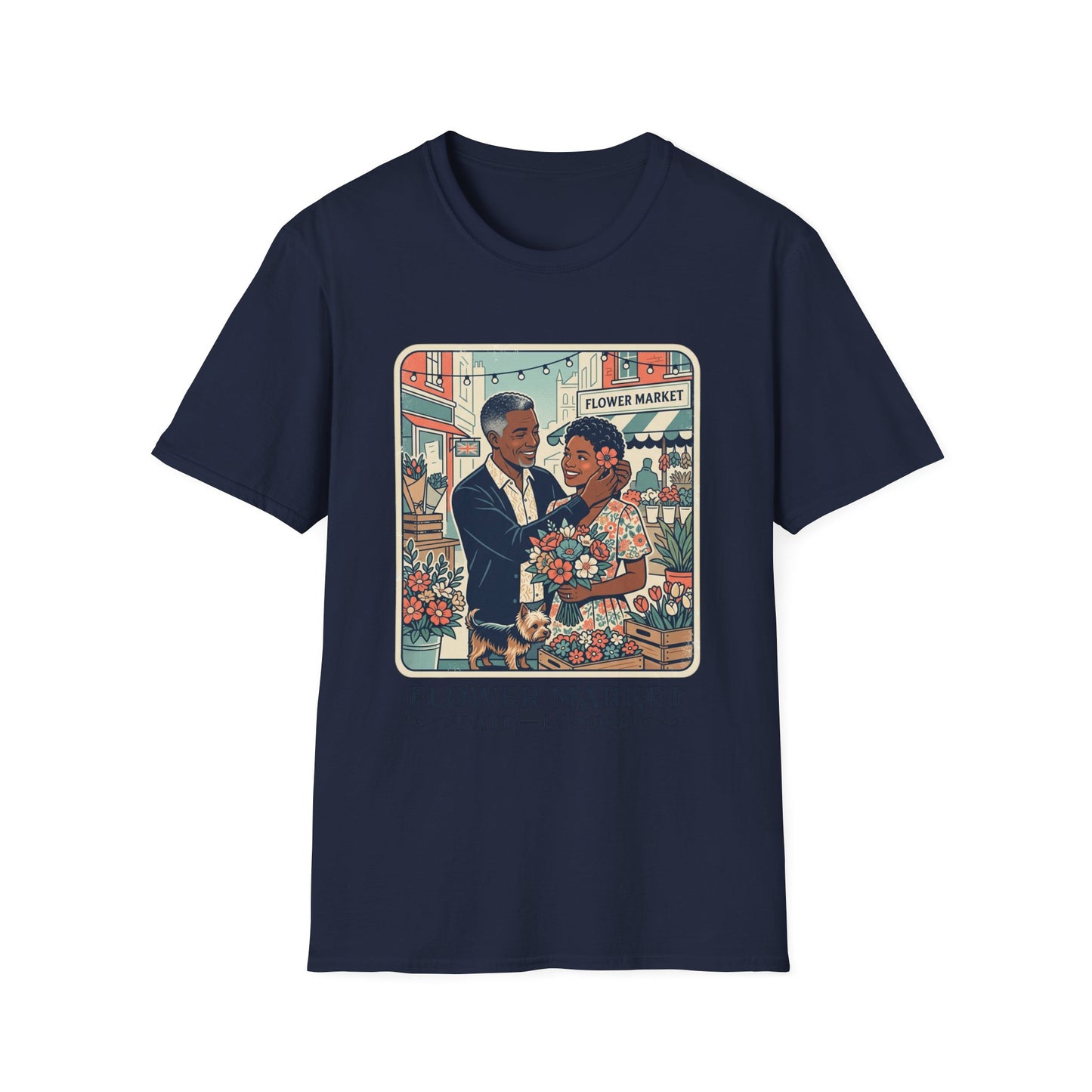 Flower Market Date — London T-Shirt — Retro Couple Floral Market Graphic Tee