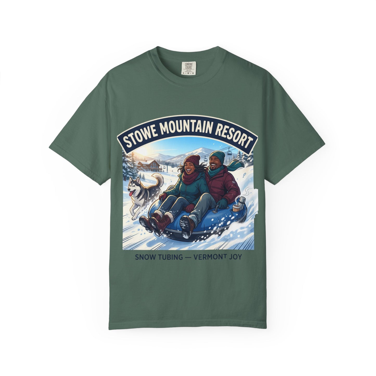 Stowe Mountain Resort Snow Tubing T-Shirt — "Vermont Joy" Winter Apparel
