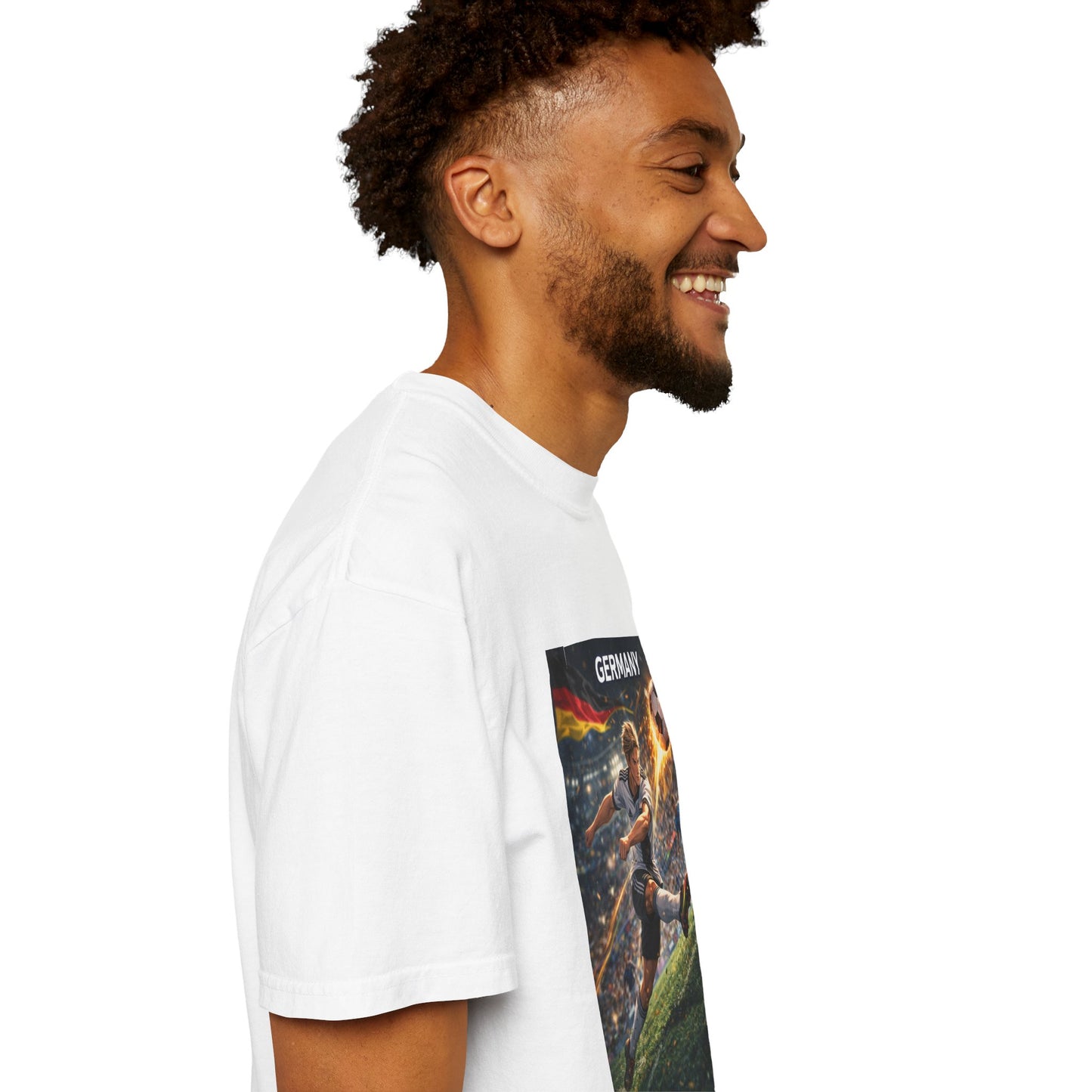 Germany Soccer Player Graphic T-Shirt — Retro Football Stadium Print