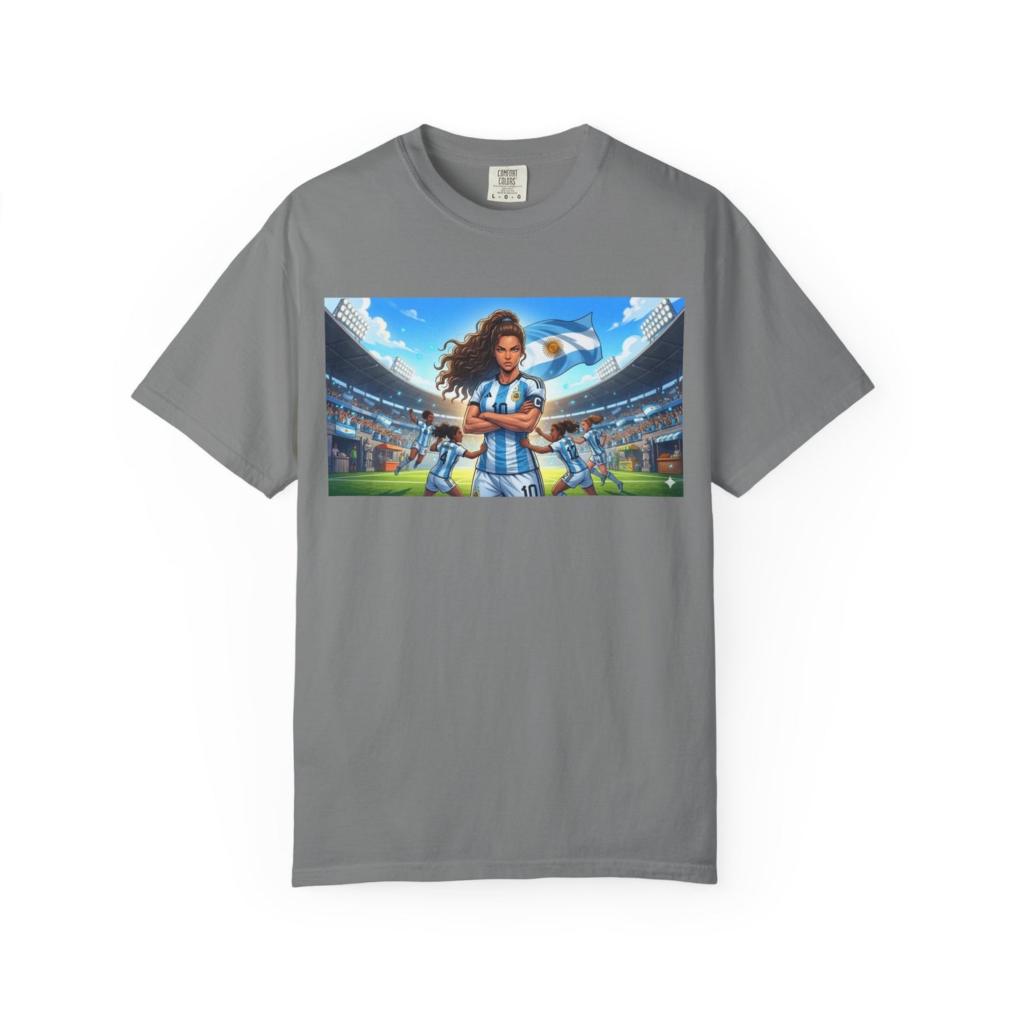 Argentina Soccer Heroine Stadium T-Shirt – Female Soccer Player Graphic Tee