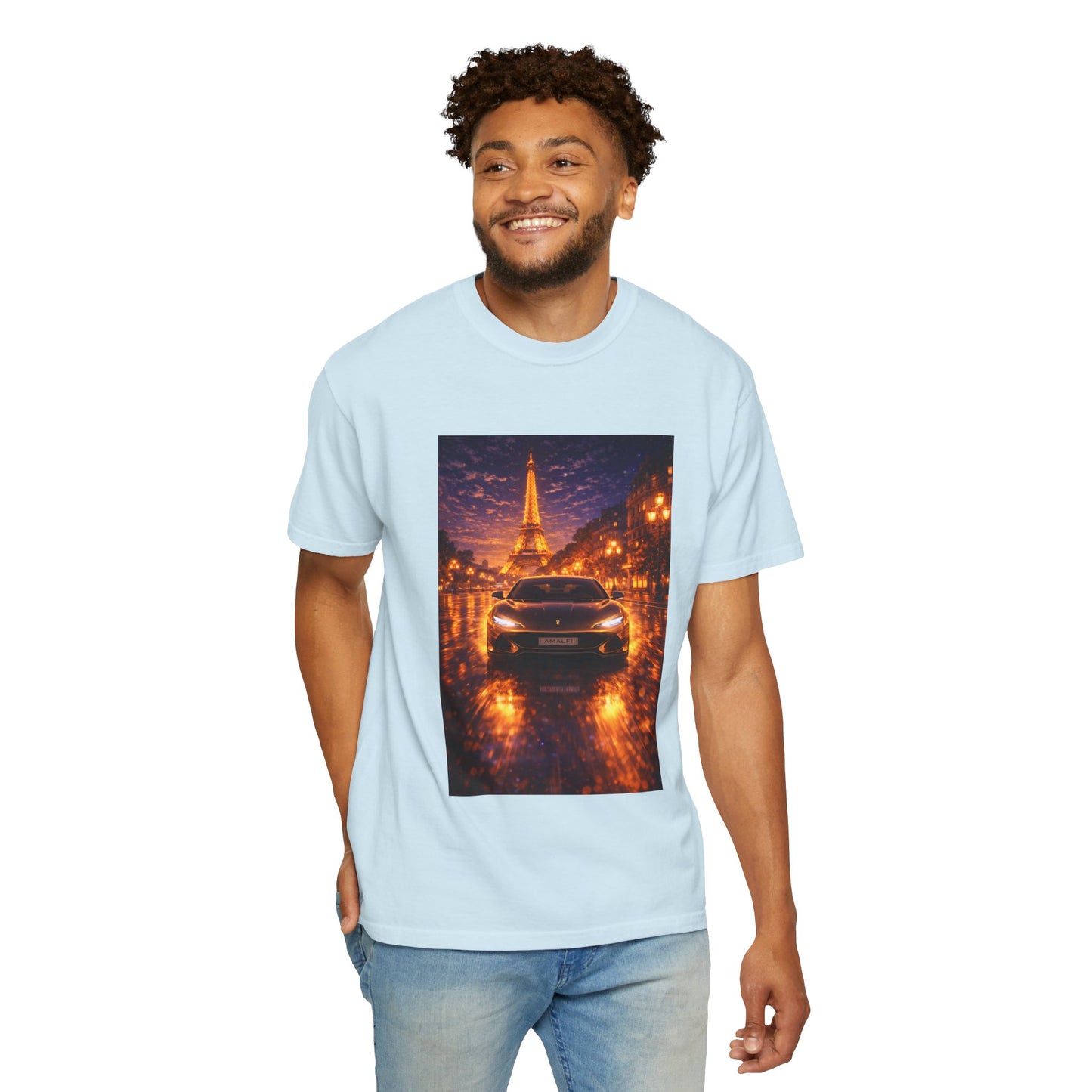 Paris Night Drive T-Shirt — Eiffel Tower Car Scene