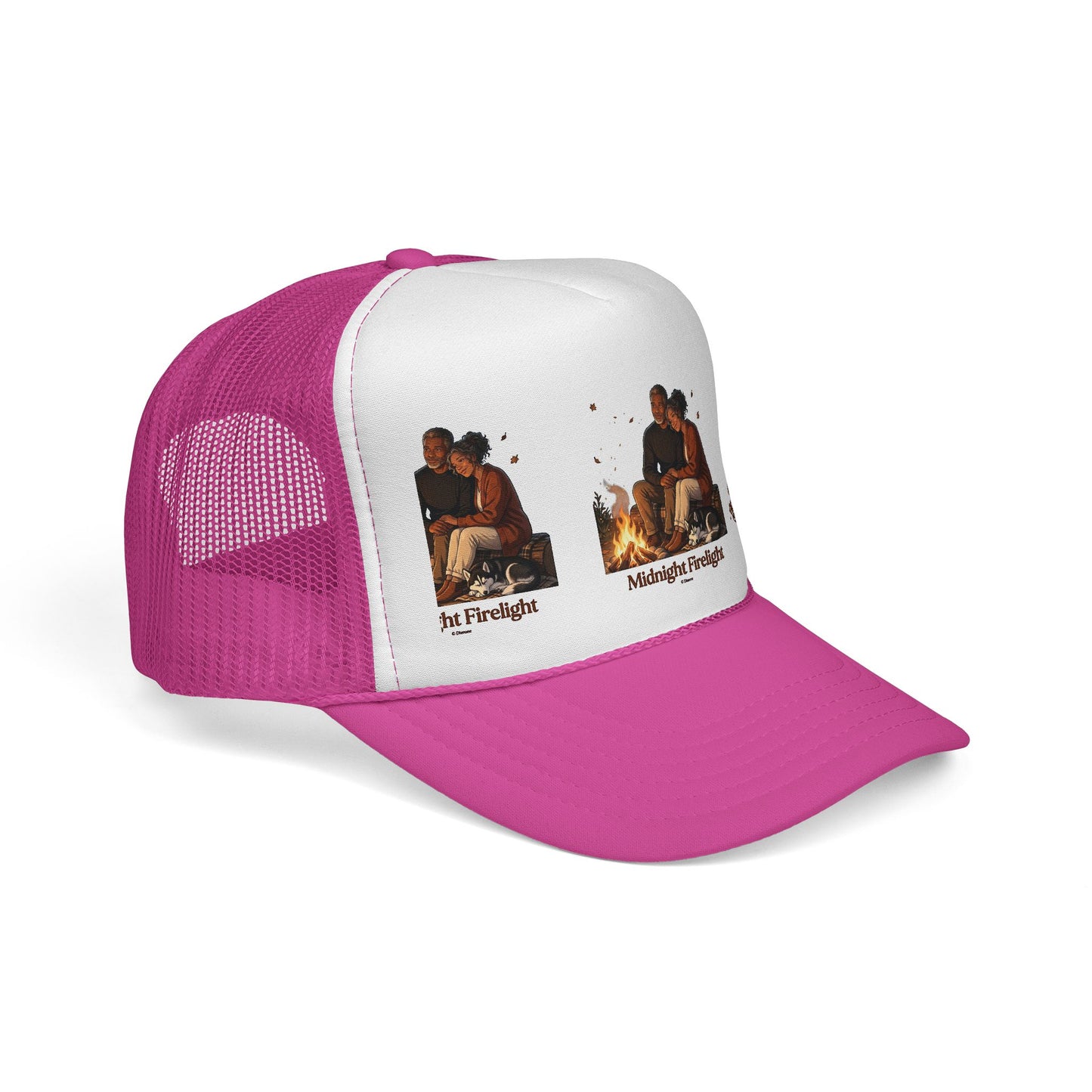Trucker Cap — 'Midnight Firelight' Campfire Graphic Hat