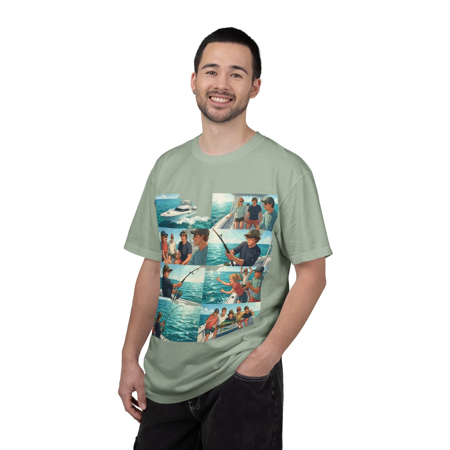 Deep Sea Energy (Friends Fishing Edition) Fishing Trip Photo Collage T-Shirt