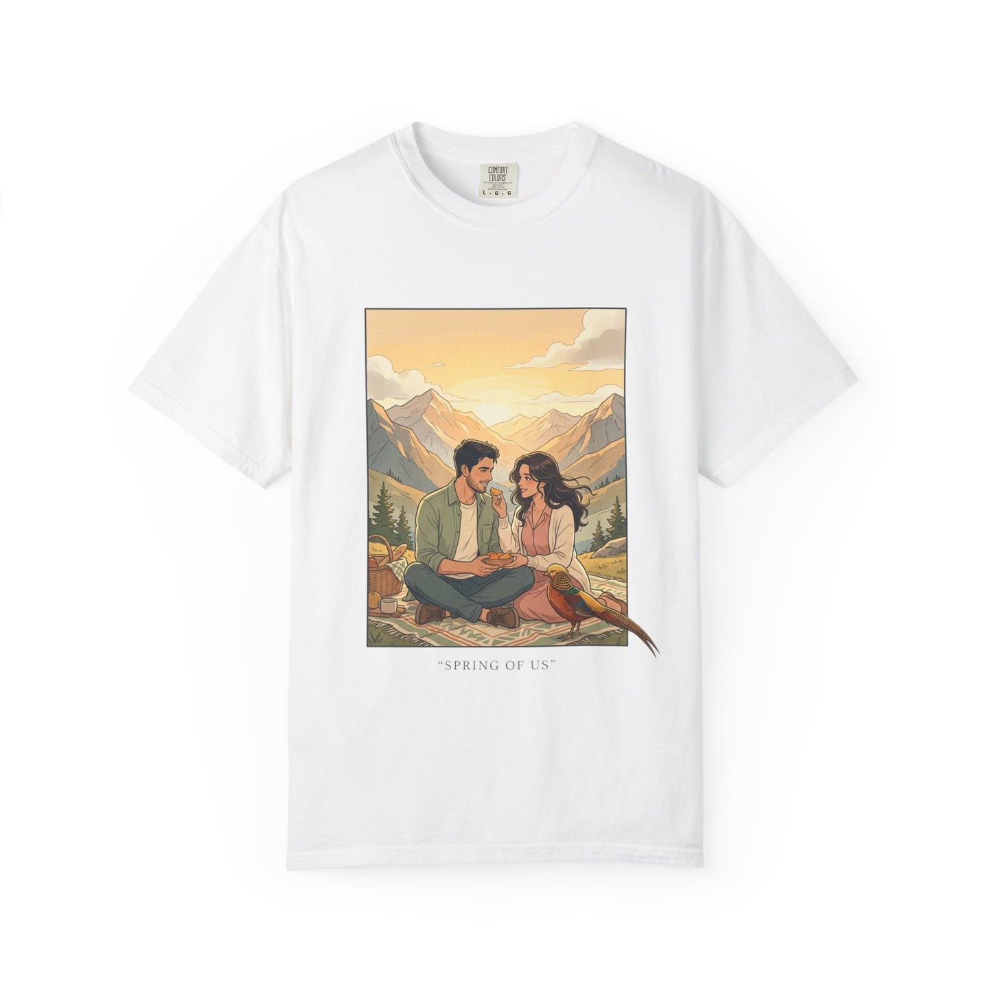 Couples Mountain Picnic T-Shirt — 'Opening Up' Scenic Graphic Tee