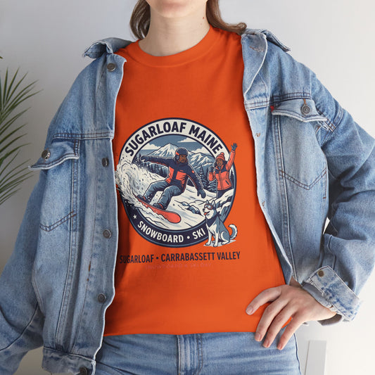 Sugarloaf Maine Snowboard & Ski T‑Shirt — Sugarloaf‑Carrabassett Valley Retro Graphic Tee