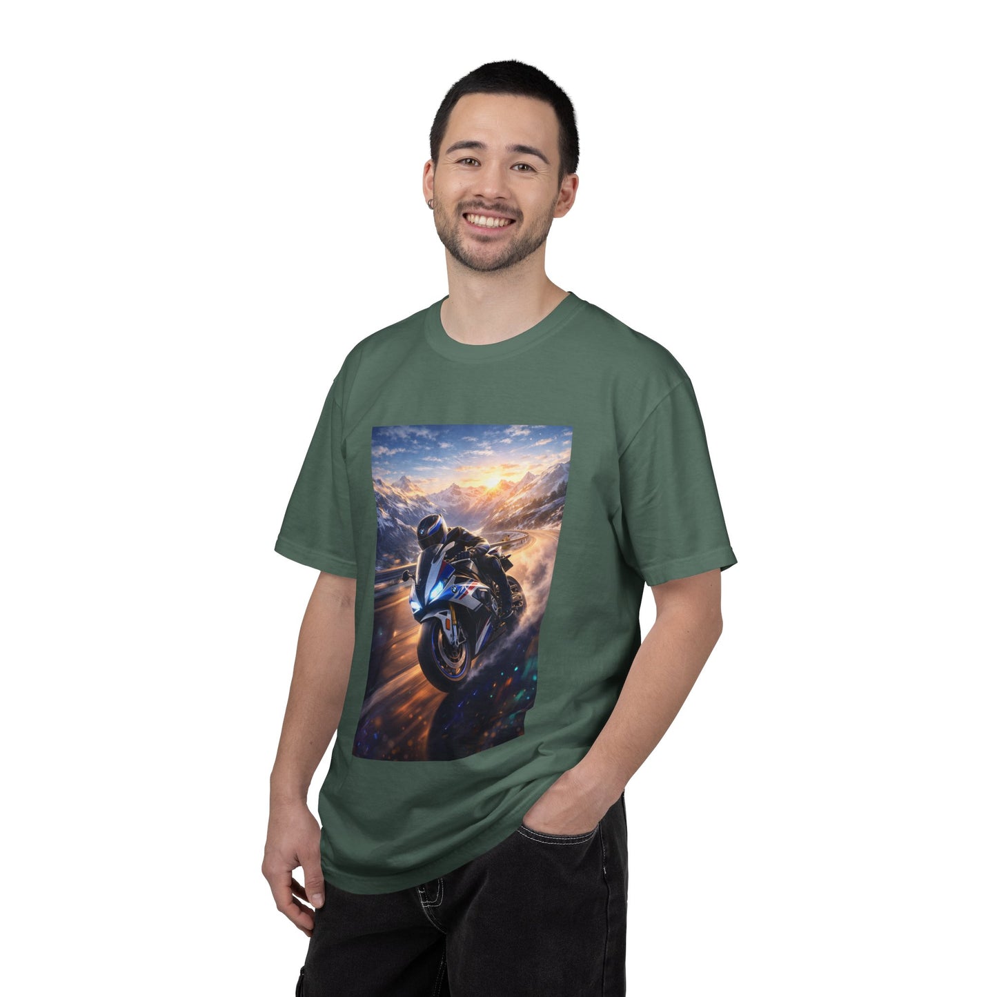BMW S1000RR ALPINE GHOST RIDE - T‑Shirt — Sportbike Skyline Graphic Tee