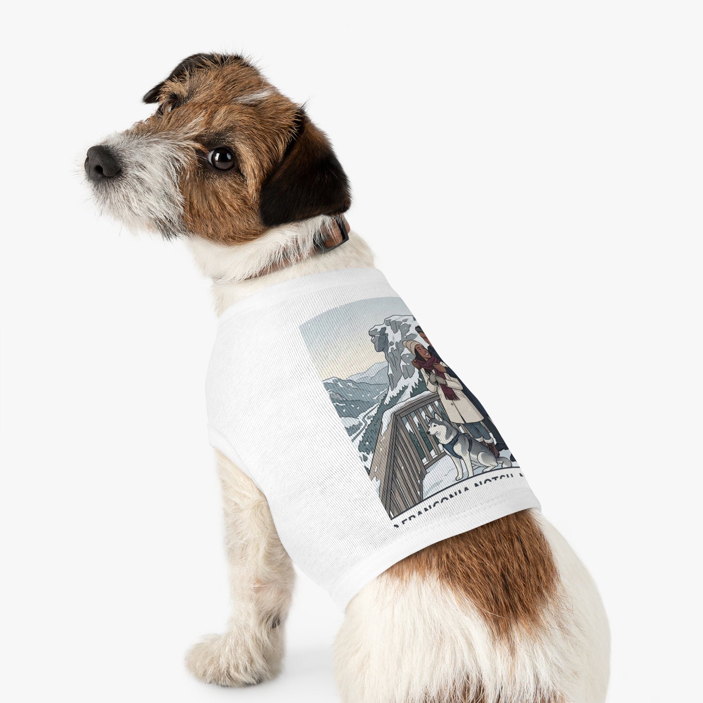 Dog Winter Walk Tank — Cozy Couple & Husky Scenic Pet Tank Top