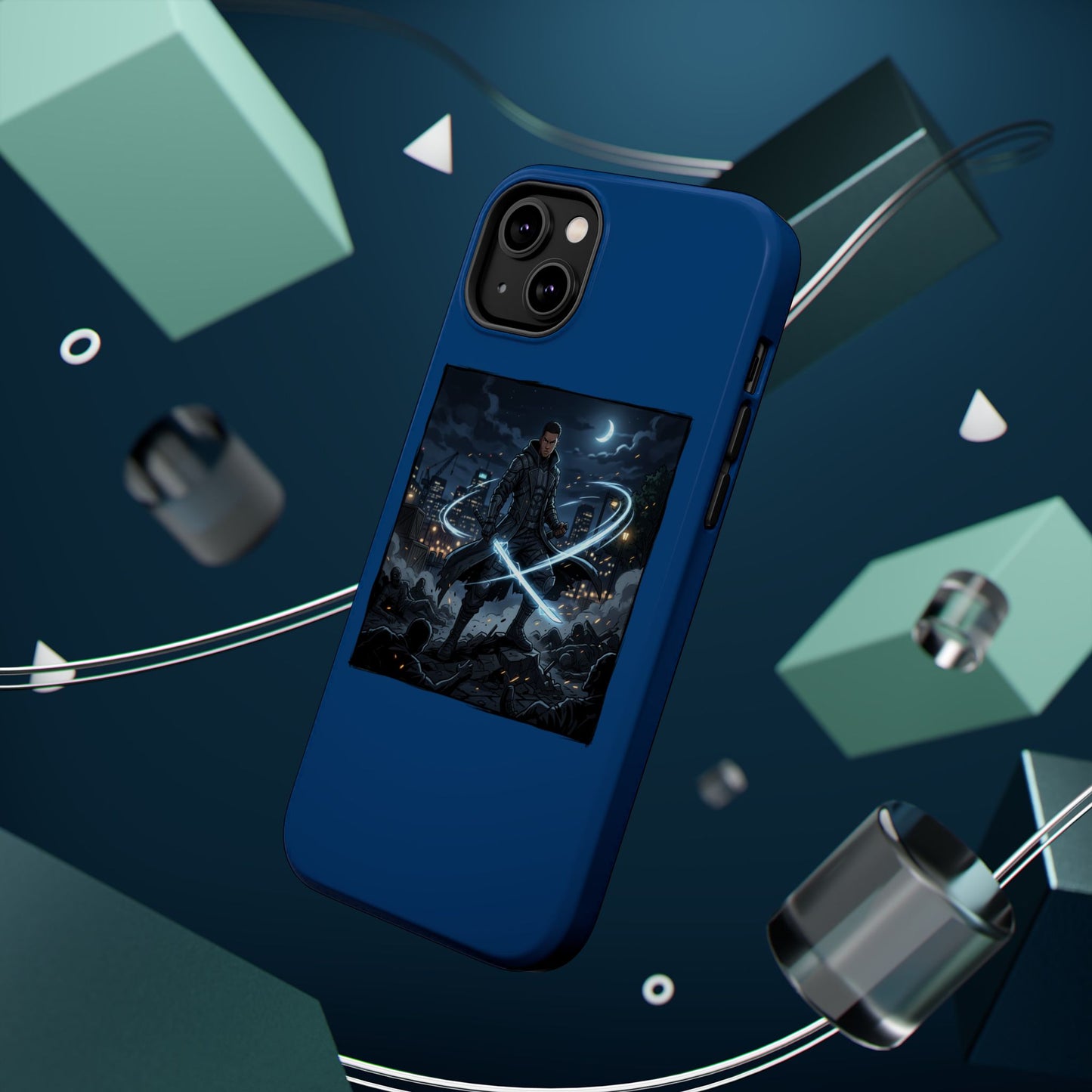 Magnetic Impact-Resistant Phone Case — Night Warrior Sci‑Fi Design