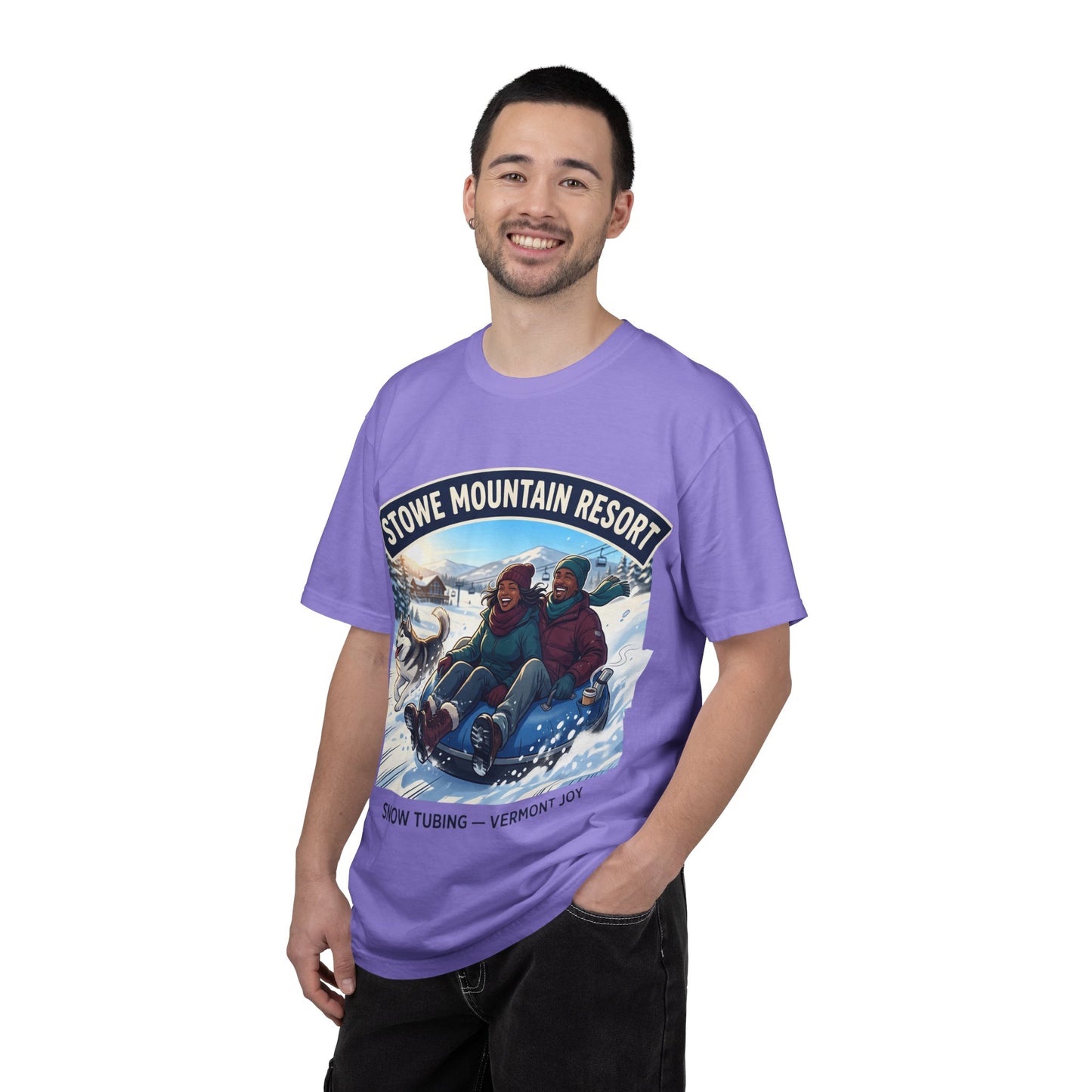 Stowe Mountain Resort Snow Tubing T-Shirt — "Vermont Joy" Winter Apparel