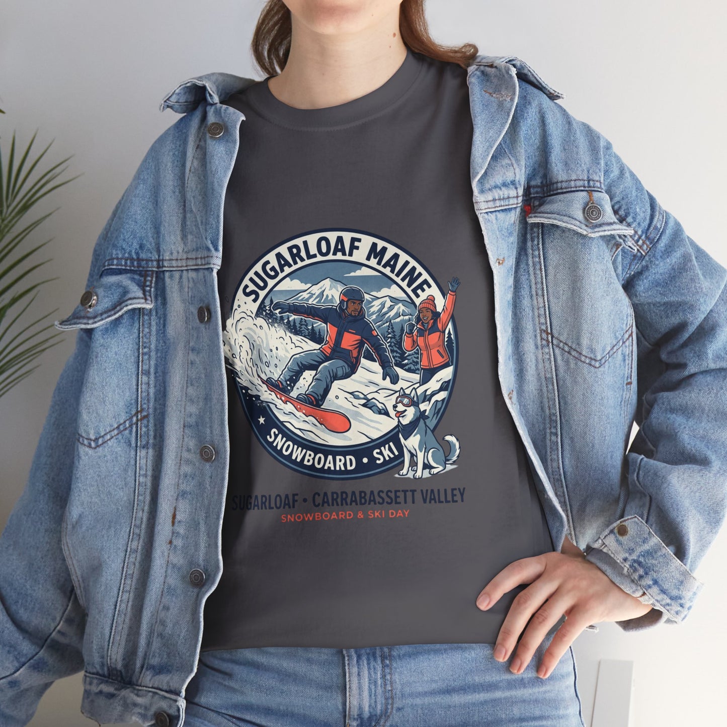 Sugarloaf Maine Snowboard & Ski T‑Shirt — Sugarloaf‑Carrabassett Valley Retro Graphic Tee