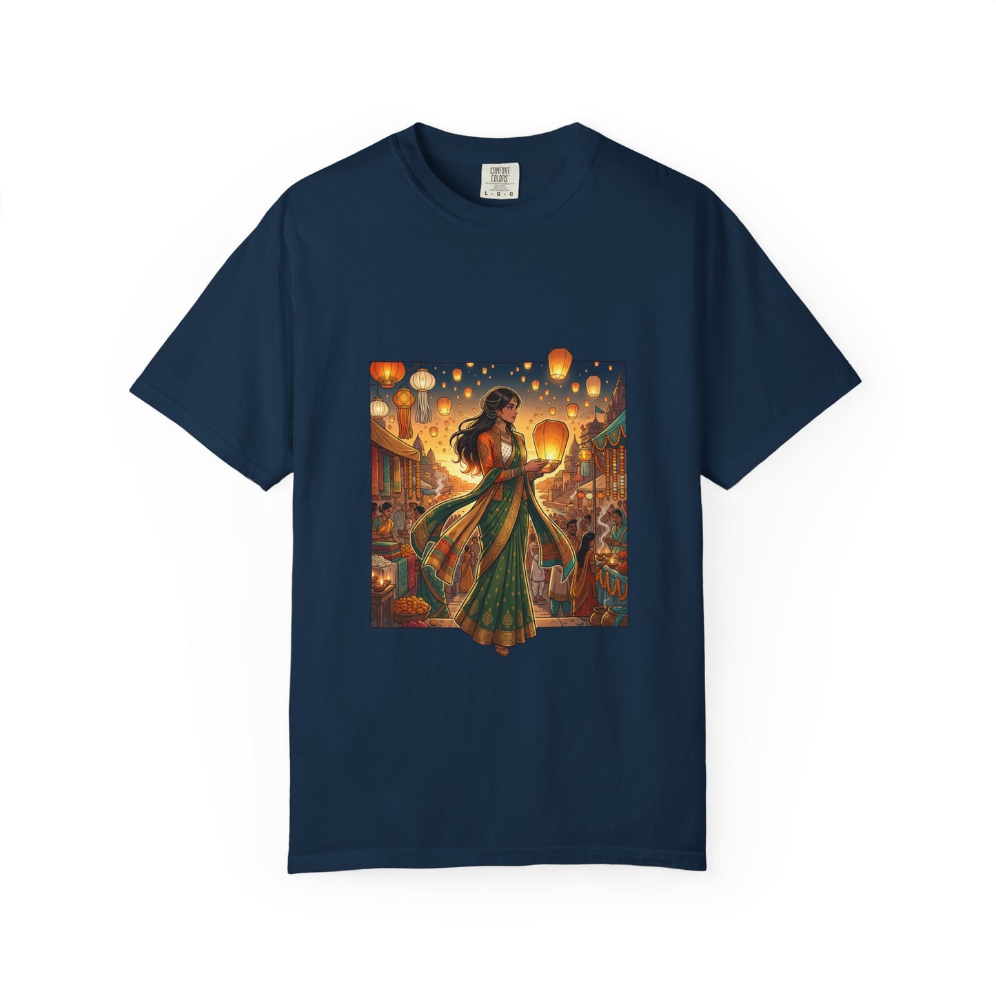 Diwali Lantern Festival T-Shirt — Indian Dancer with Floating Sky Lanterns
