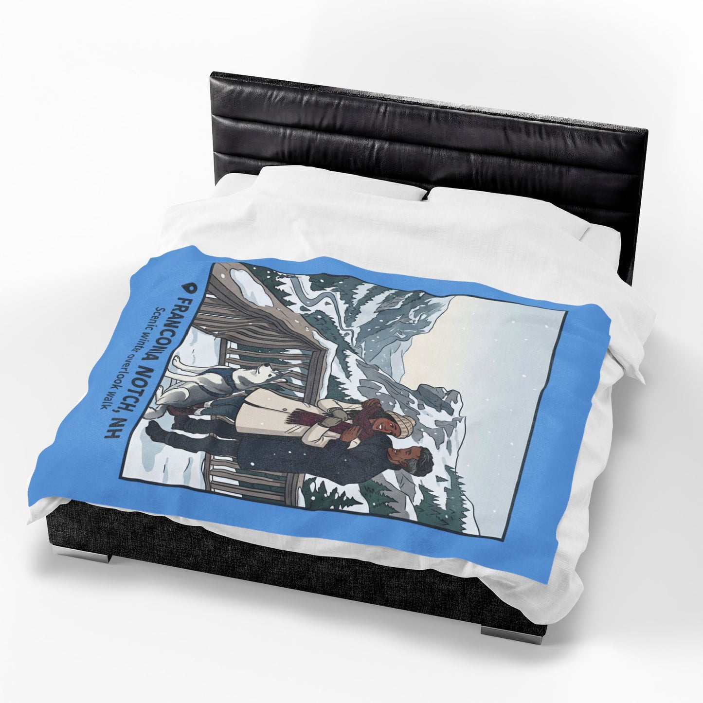 Franconia Notch NH Scenic Winter Plush Blanket — Couples & Husky Snowview Throw