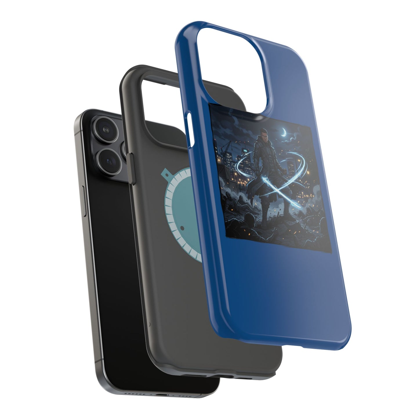 Magnetic Impact-Resistant Phone Case — Night Warrior Sci‑Fi Design