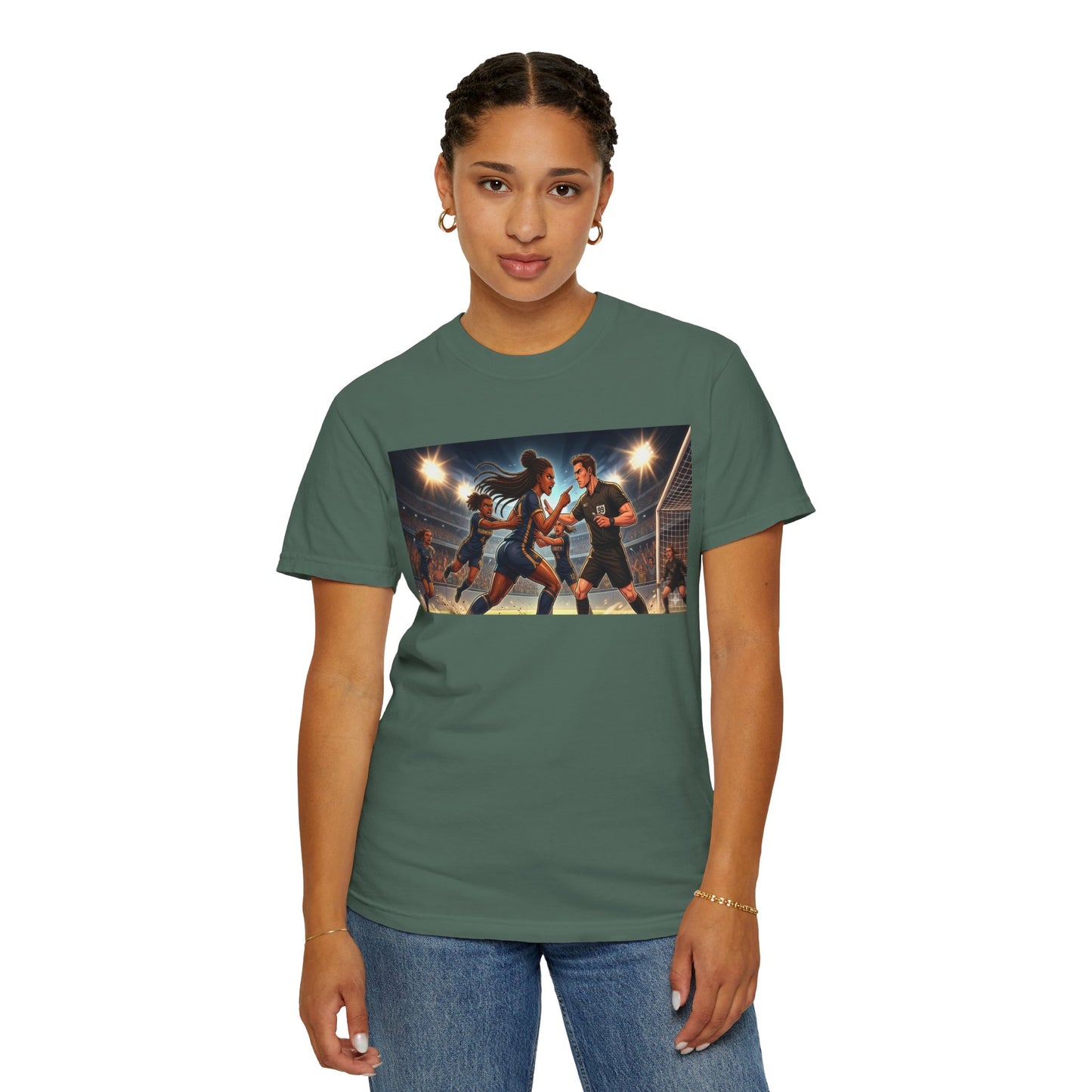 Soccer Night Match T-Shirt — Dynamic Players Under Stadium Lights