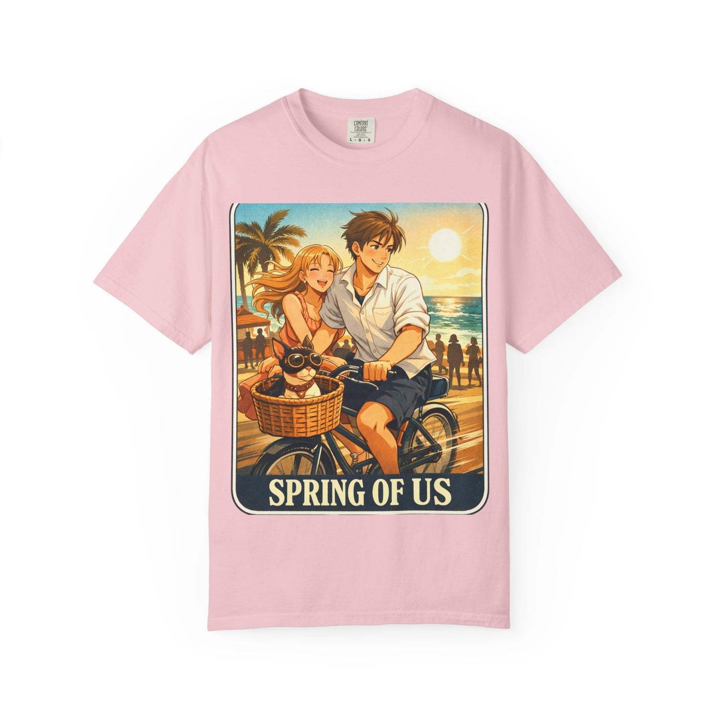 Spring of Us T-Shirt — Vintage Beach Couple Bicycle Design