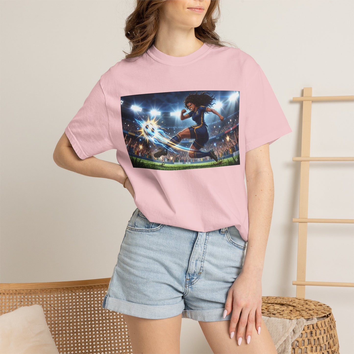 Soccer Kick Graphic T-Shirt — Energetic Stadium Football Design