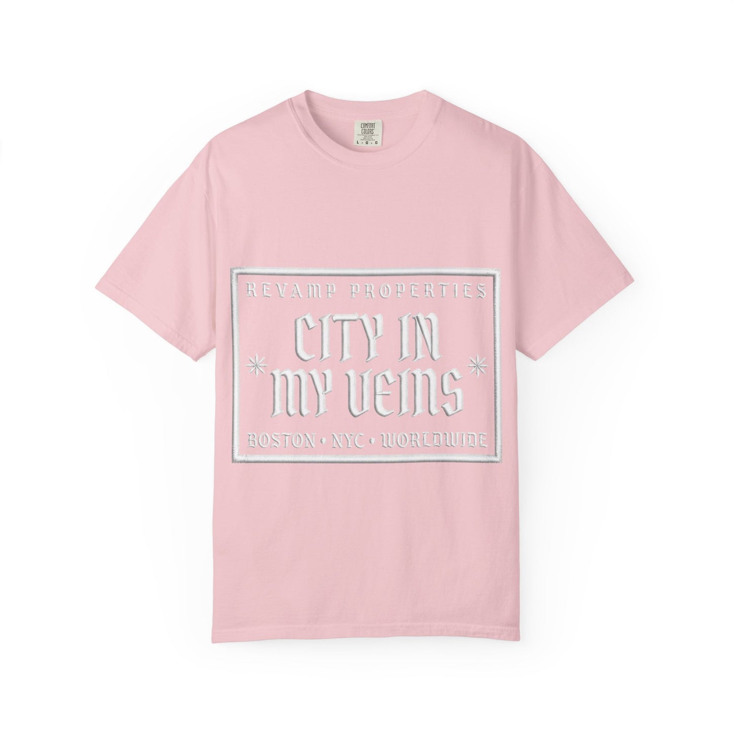 City In My Veins T‑Shirt — Vintage Cityscape Tee (Boston • NYC • Manchester)