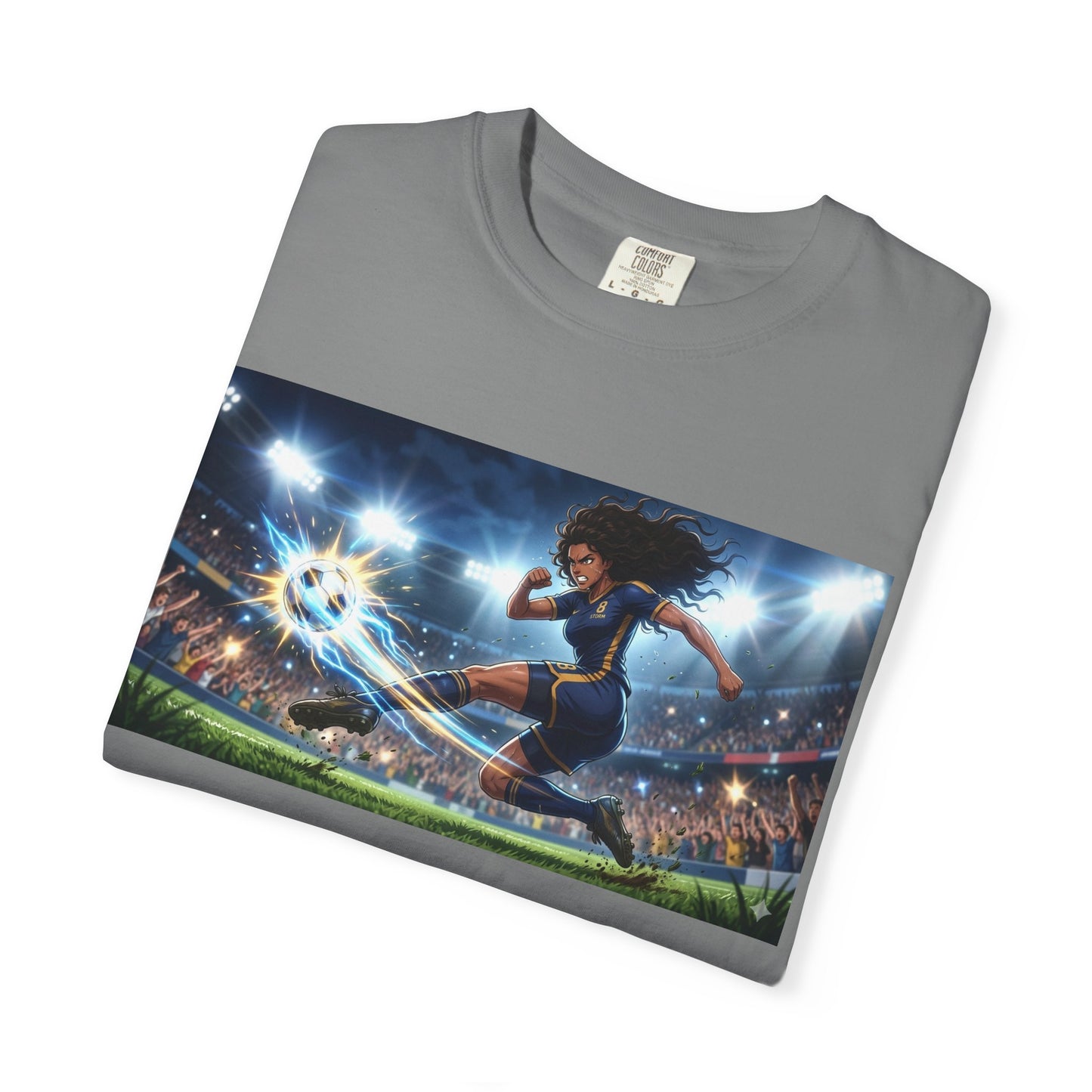 Soccer Kick Graphic T-Shirt — Energetic Stadium Football Design
