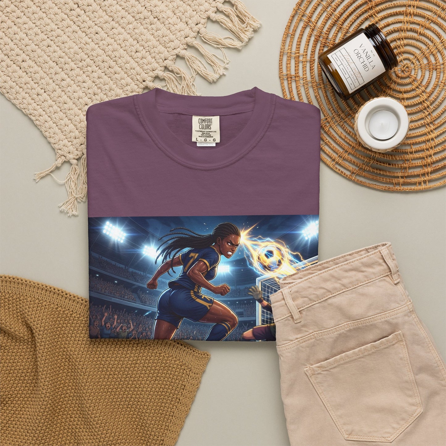 Soccer Duel Graphic T-Shirt — Futuristic Goalkeeper vs Striker Stadium Print