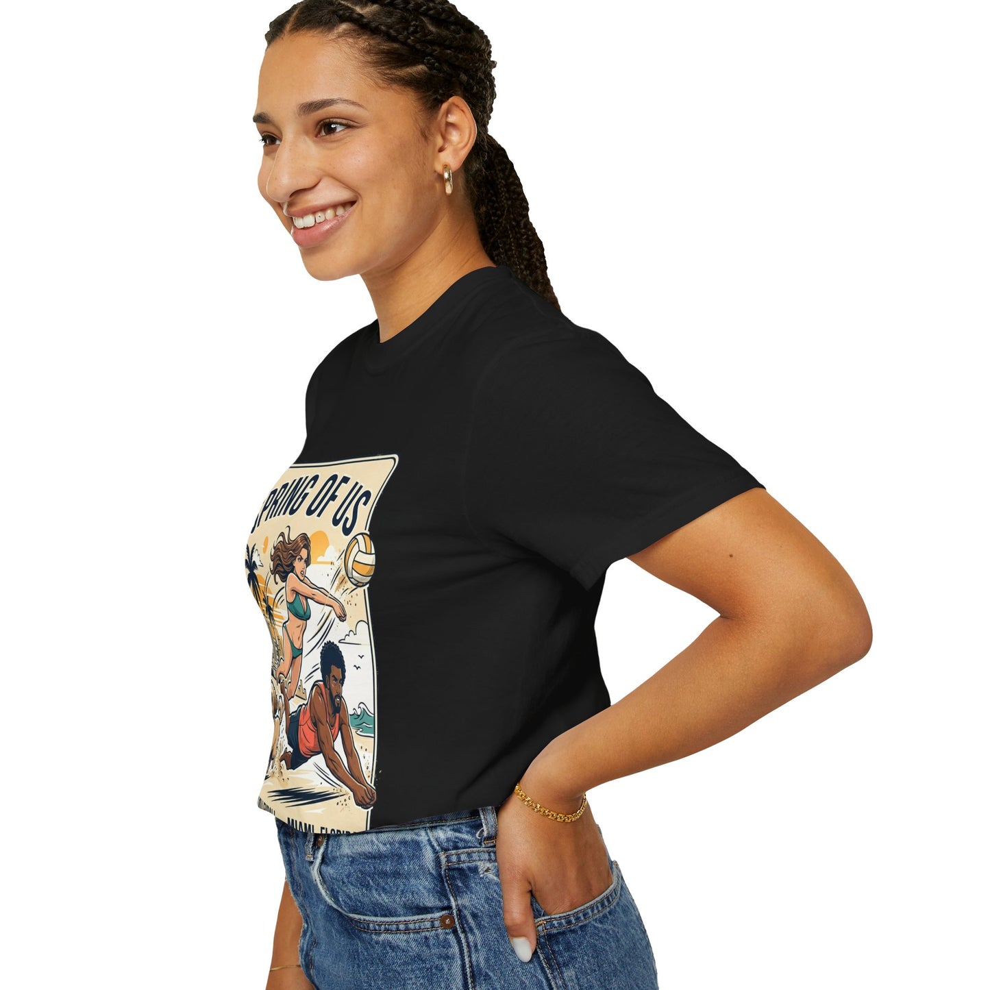 Spring of Us Beach Volleyball T-Shirt — Miami, Florida Retro Sun & Palm Tee
